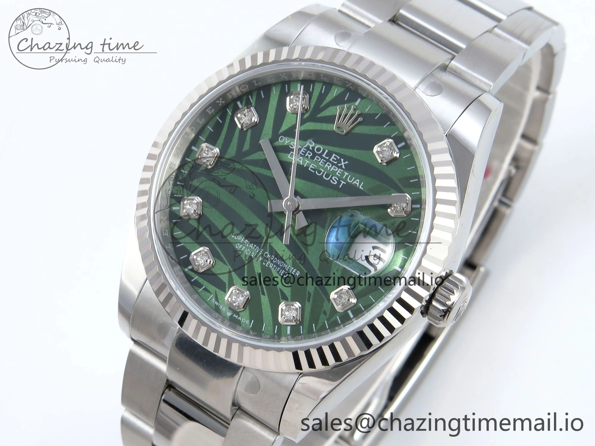 DateJust 36 126234 EWEF Best Edition Green Leaf Diamonds Dial on Oyster Bracelet A3235