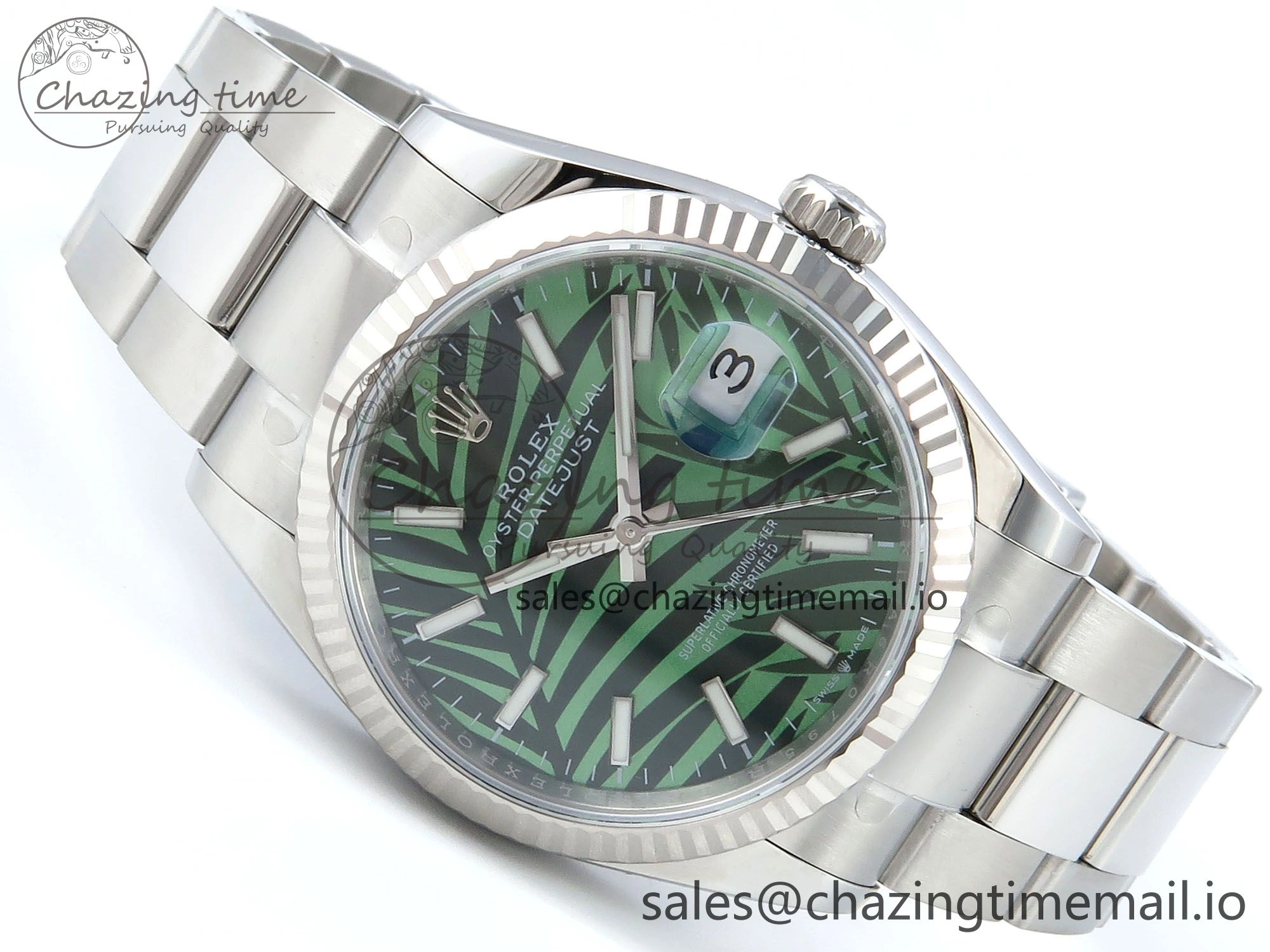 DateJust 36 126234 EWEF Best Edition Green Leaf Stick Dial on Oyster Bracelet A3235