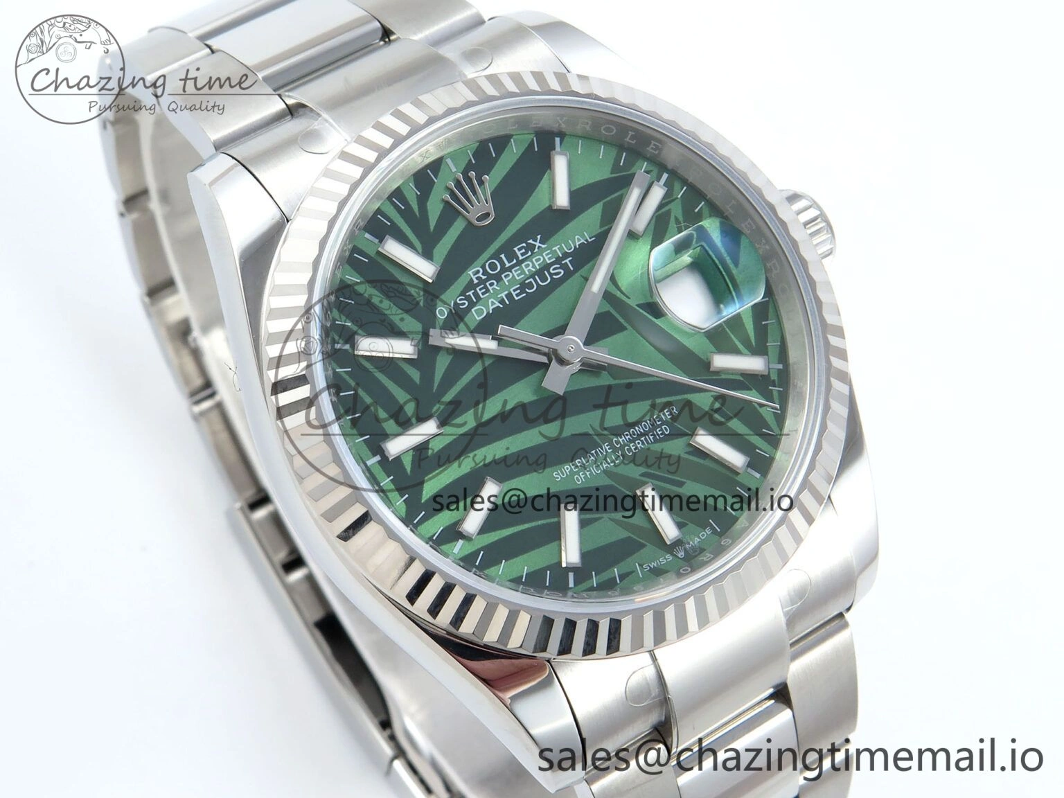 DateJust 36 126234 EWEF Best Edition Green Leaf Stick Dial on Oyster Bracelet A3235