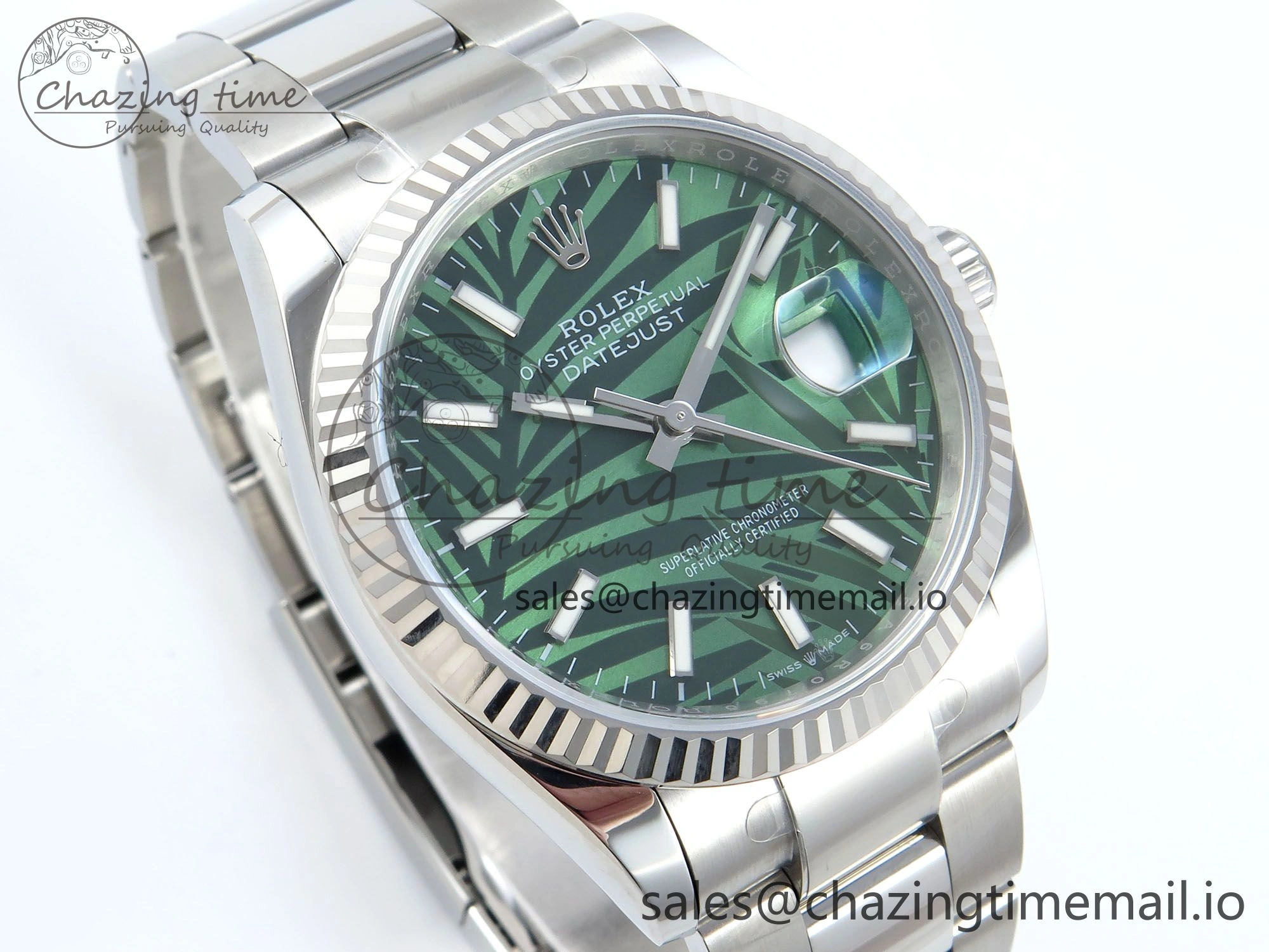 DateJust 36 126234 EWEF Best Edition Green Leaf Stick Dial on Oyster Bracelet A3235