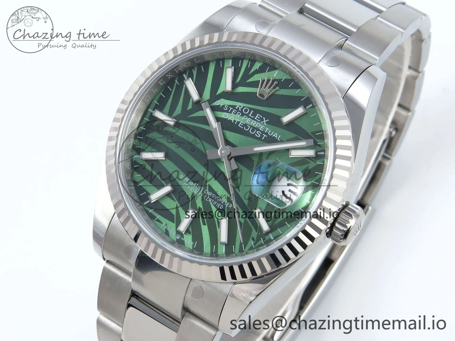 DateJust 36 126234 EWEF Best Edition Green Leaf Stick Dial on Oyster Bracelet A3235