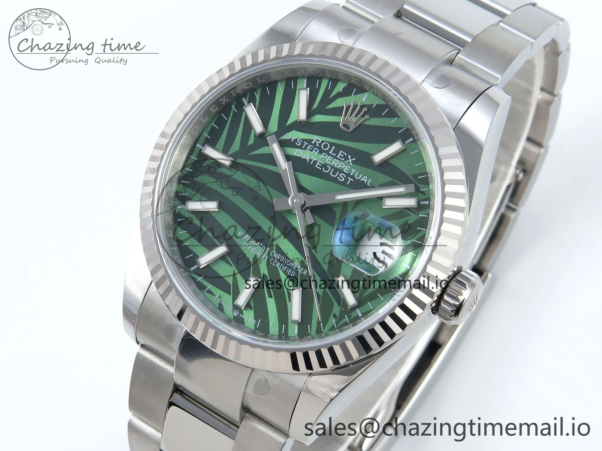 DateJust 36 126234 EWEF Best Edition Green Leaf Stick Dial on Oyster Bracelet A3235
