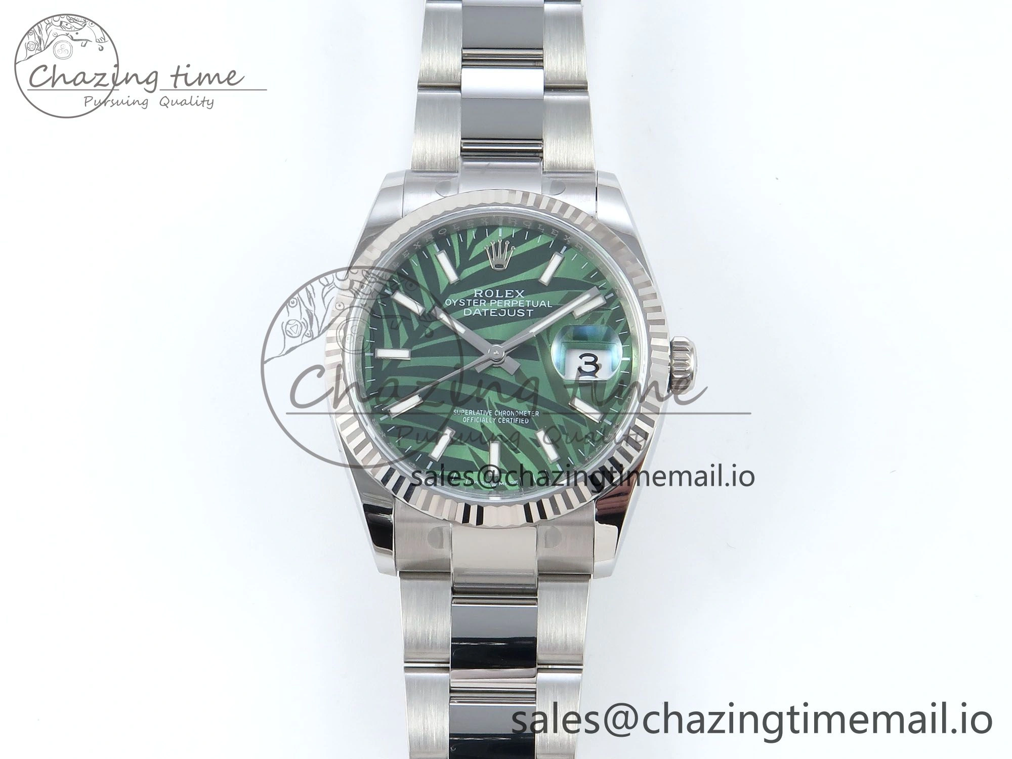 DateJust 36 126234 EWEF Best Edition Green Leaf Stick Dial on Oyster Bracelet A3235