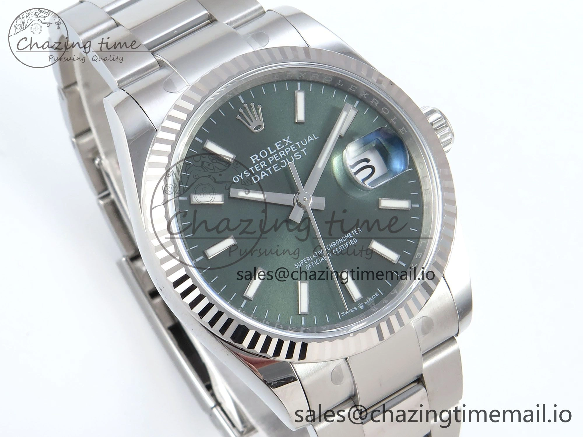DateJust 36 126234 EWEF Best Edition Green Stick Dial on Oyster Bracelet A3235
