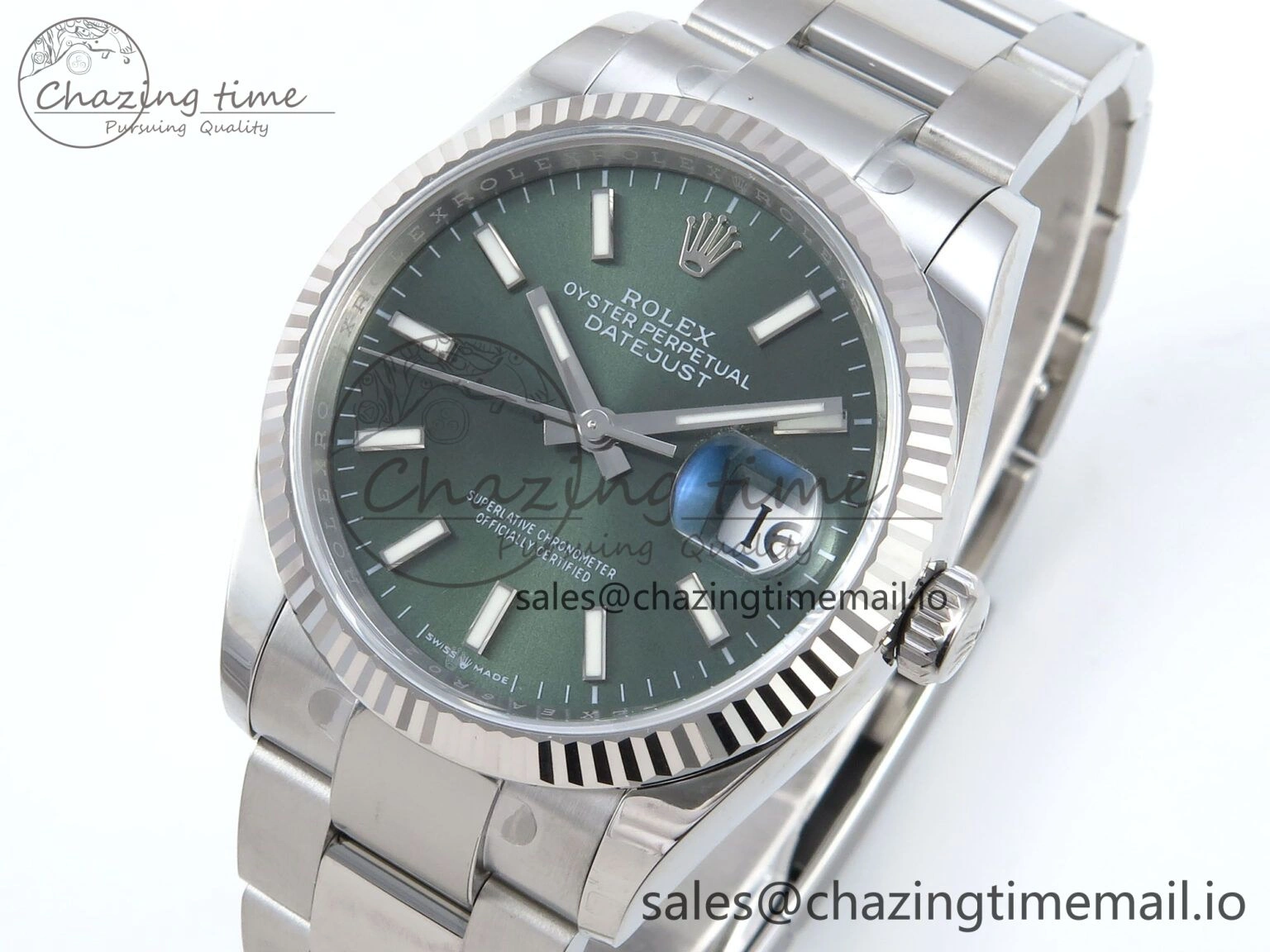 DateJust 36 126234 EWEF Best Edition Green Stick Dial on Oyster Bracelet A3235
