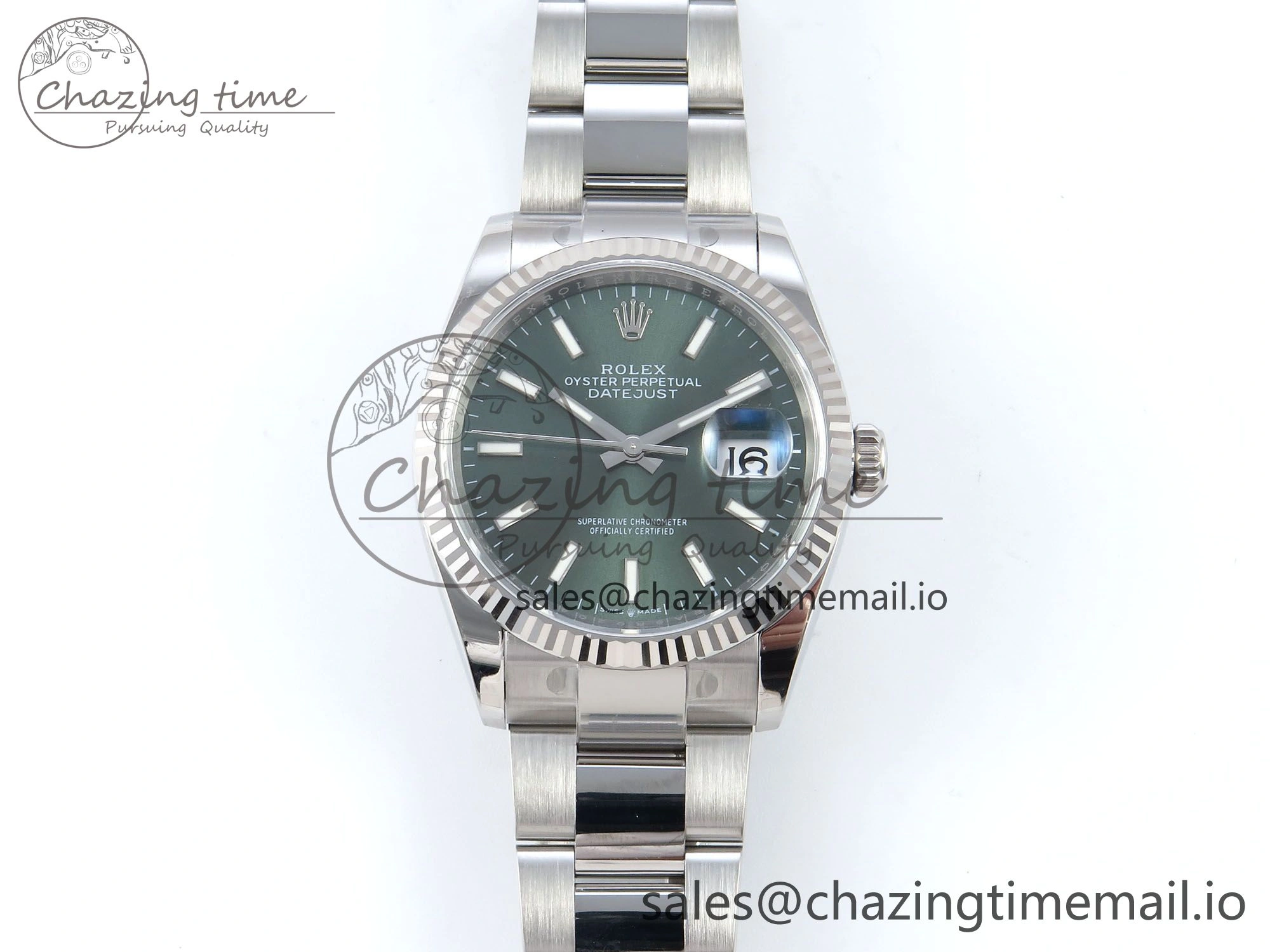 DateJust 36 126234 EWEF Best Edition Green Stick Dial on Oyster Bracelet A3235