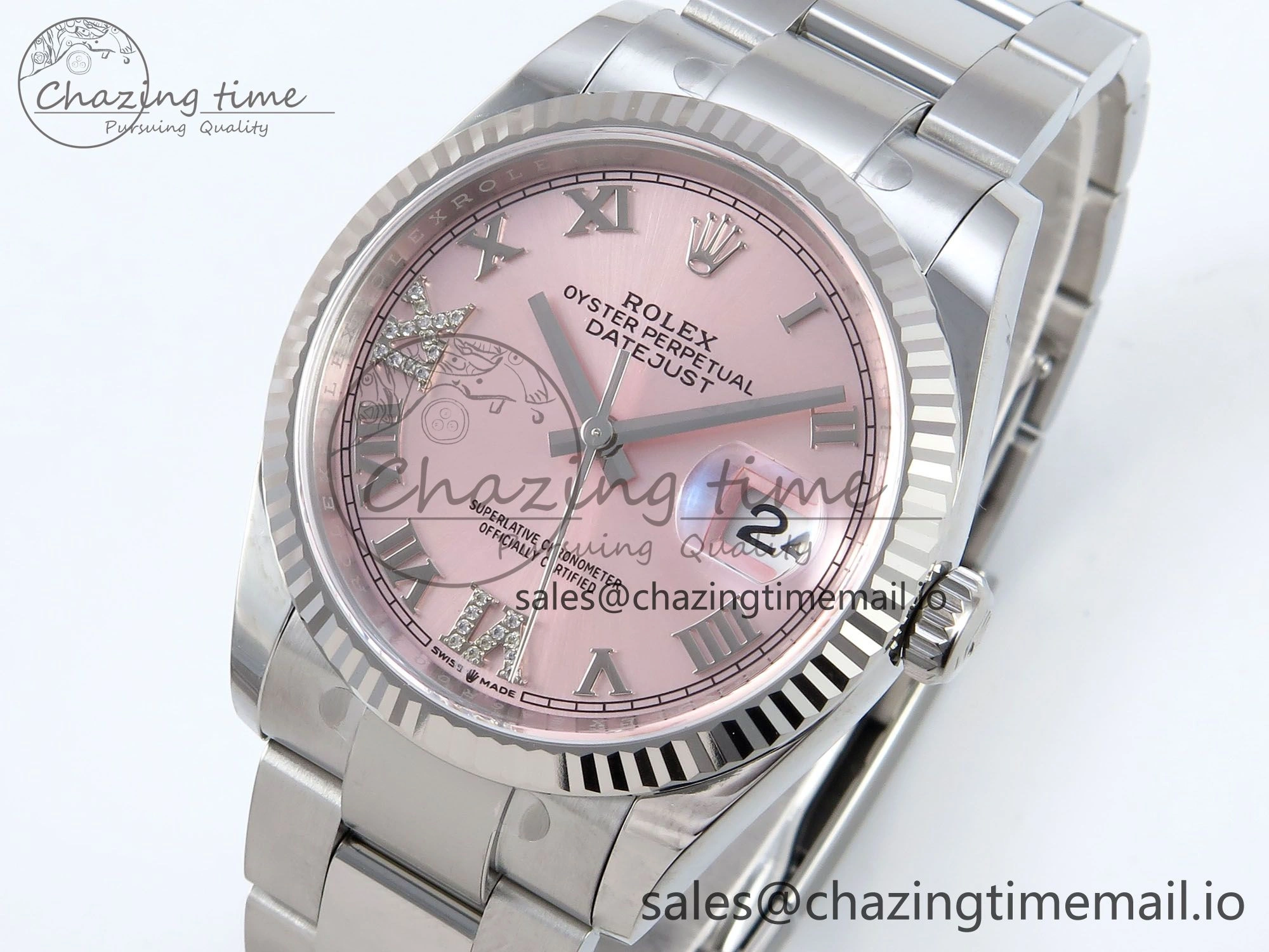DateJust 36 126234 EWEF Best Edition Pink Roman Diamonds Dial on Oyster Bracelet A3235