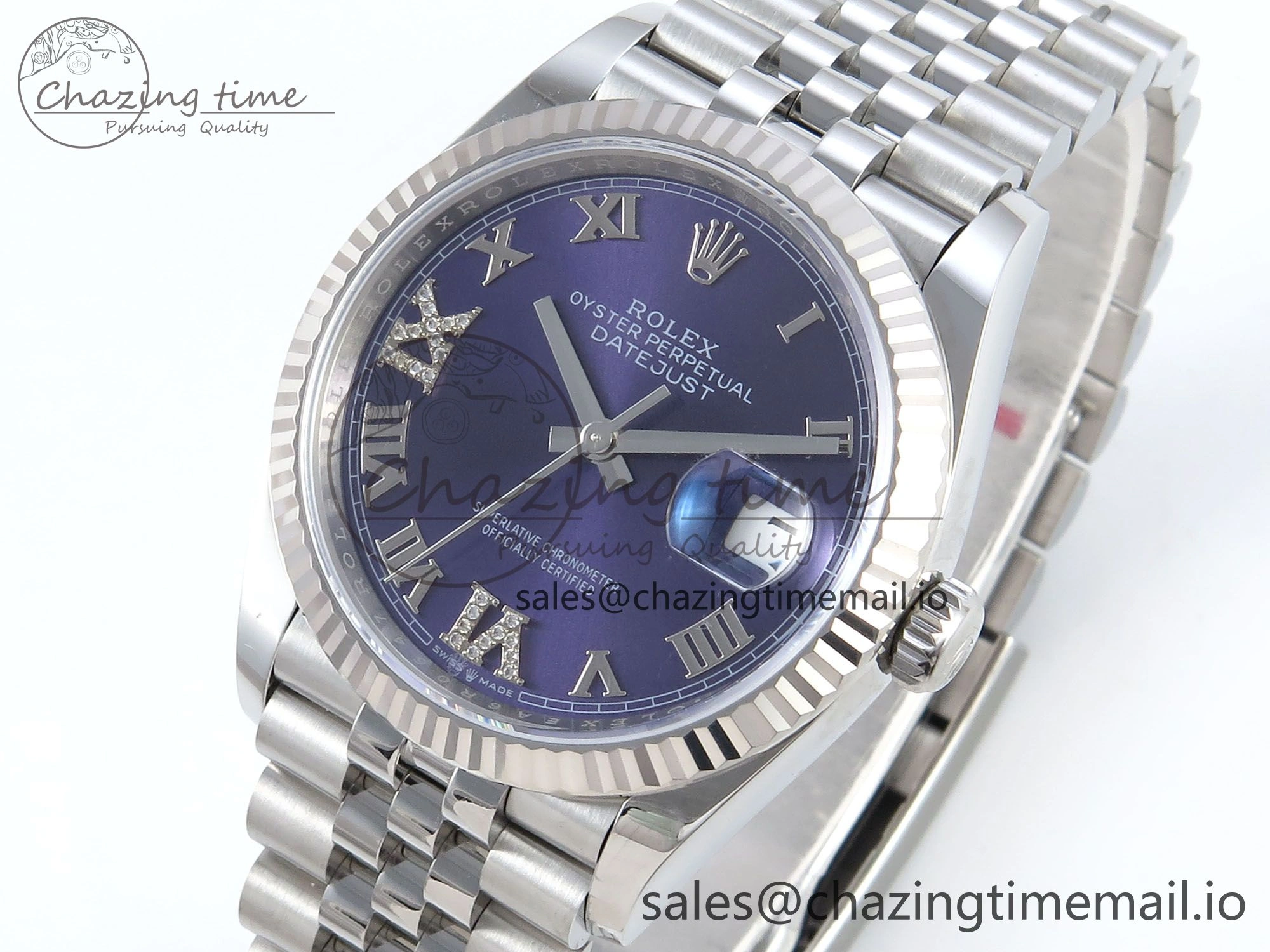 DateJust 36 126234 EWEF Best Edition Purple Roman Diamonds Dial on Jubilee Bracelet A3235