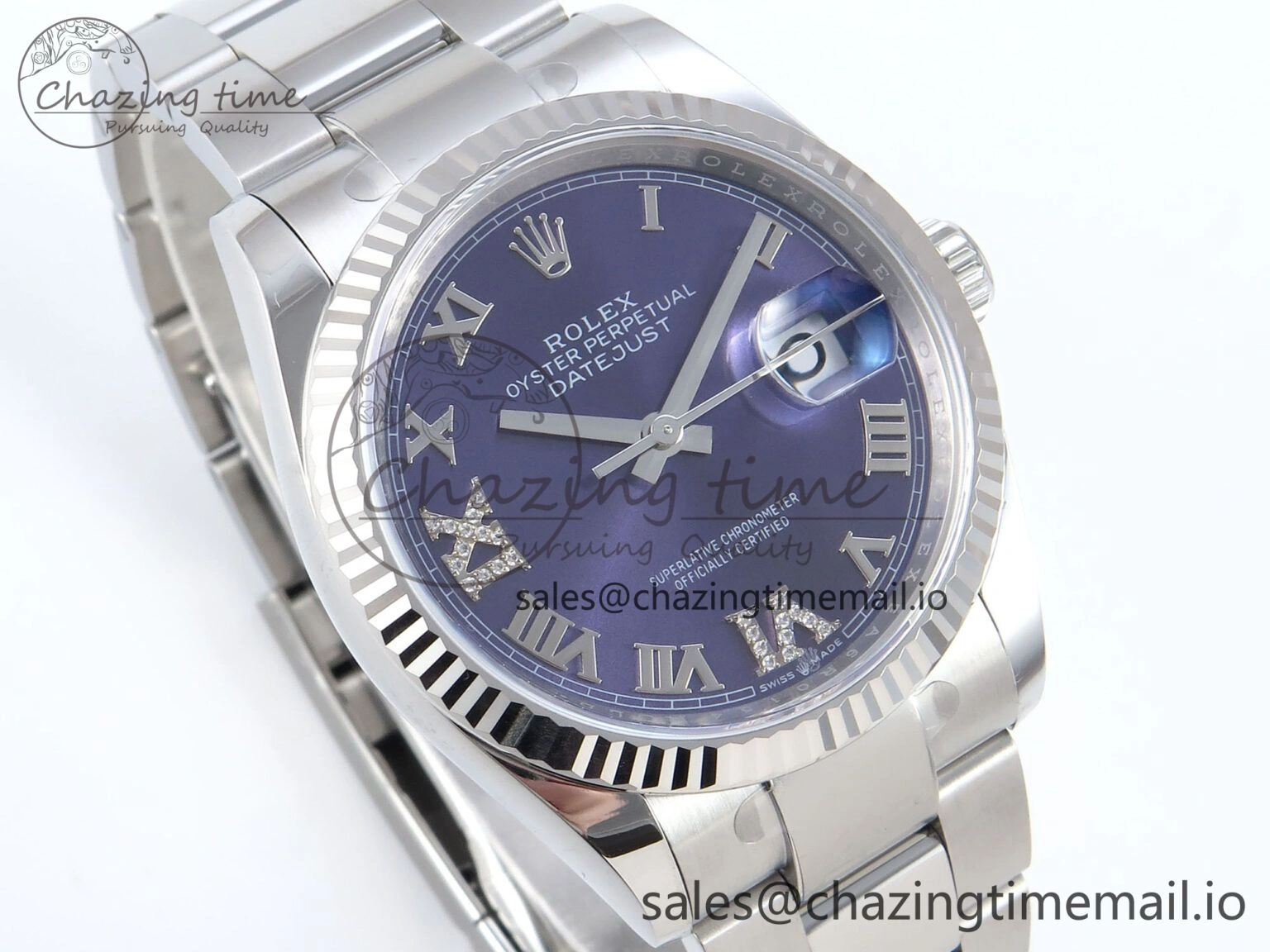 DateJust 36 126234 EWEF Best Edition Purple Roman Diamonds Dial on Oyster Bracelet A3235