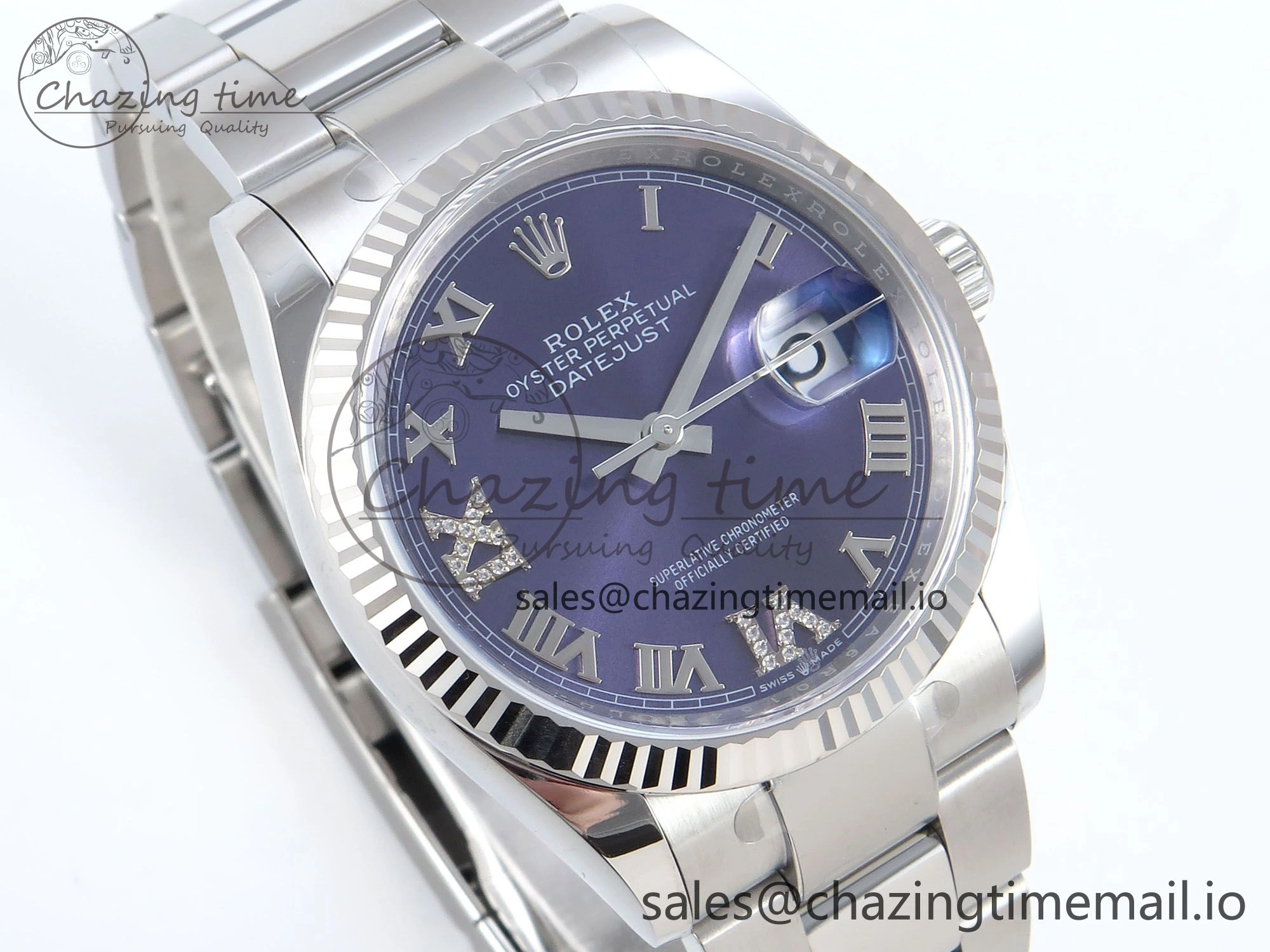 DateJust 36 126234 EWEF Best Edition Purple Roman Diamonds Dial on Oyster Bracelet A3235