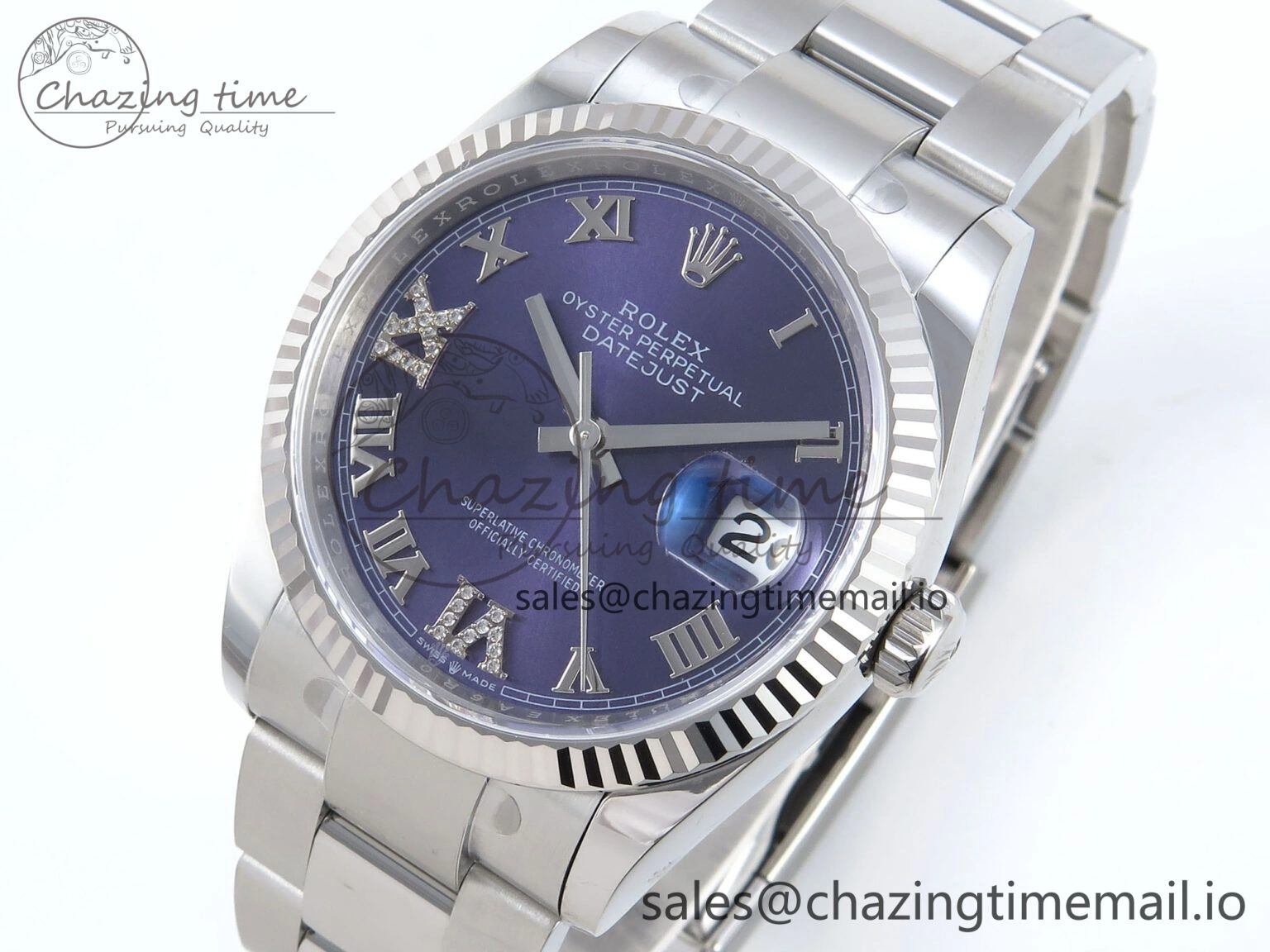 DateJust 36 126234 EWEF Best Edition Purple Roman Diamonds Dial on Oyster Bracelet A3235