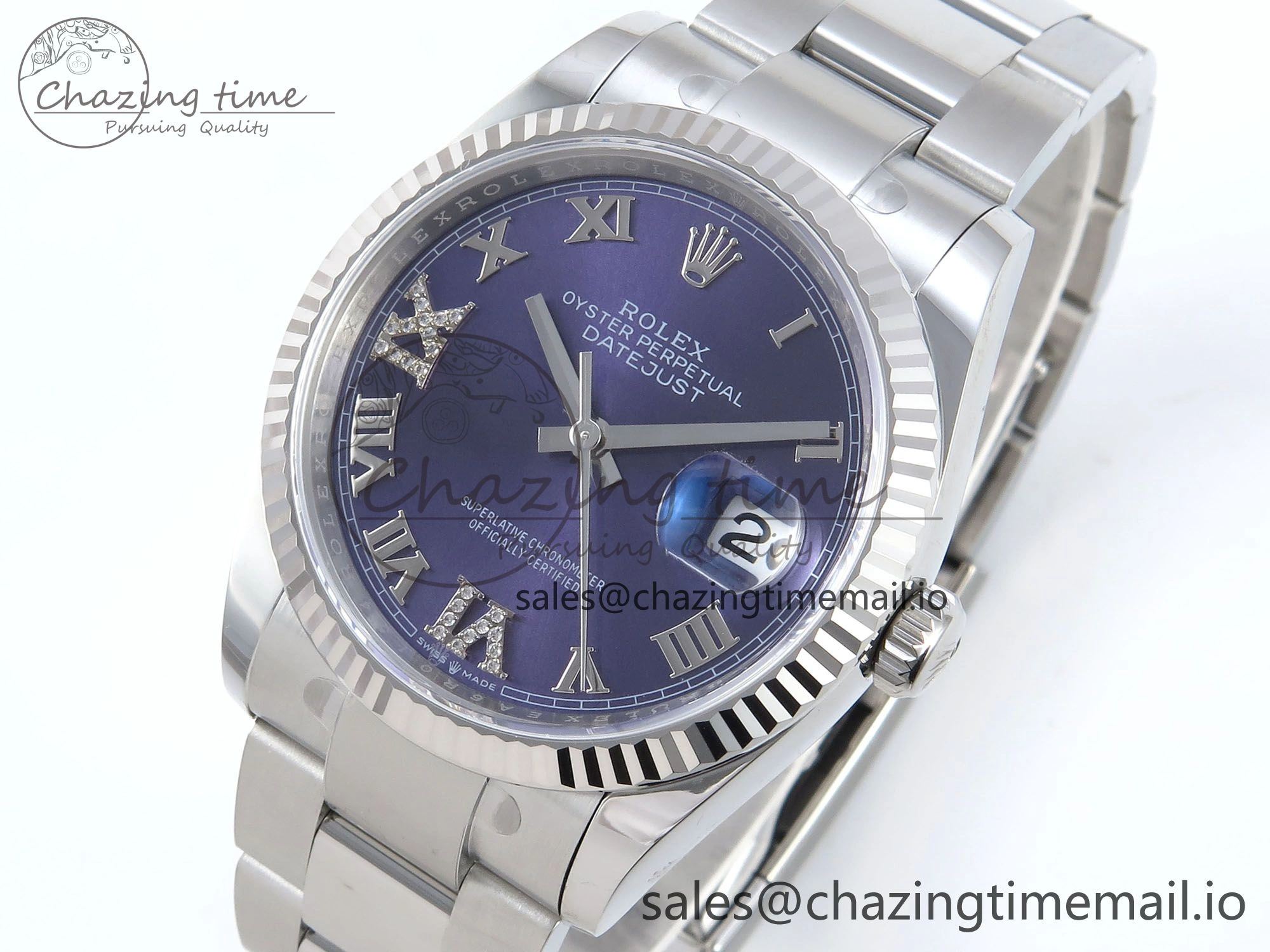 DateJust 36 126234 EWEF Best Edition Purple Roman Diamonds Dial on Oyster Bracelet A3235