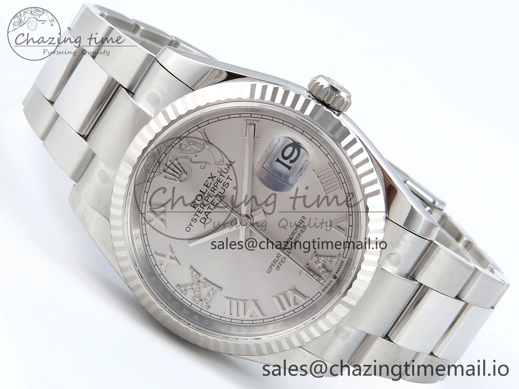 DateJust 36 126234 EWEF Best Edition Silver Roman Diamonds Dial on Oyster Bracelet A3235