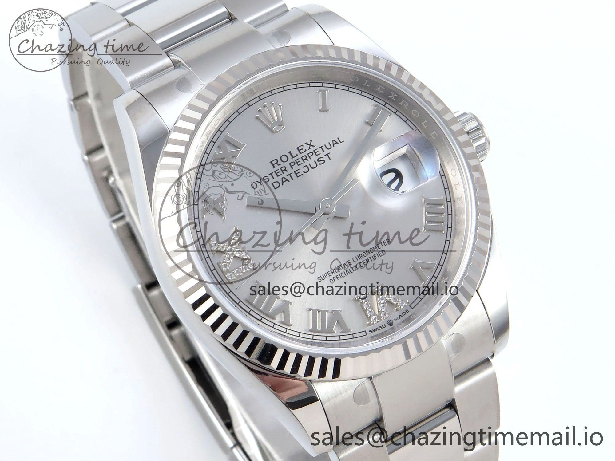 DateJust 36 126234 EWEF Best Edition Silver Roman Diamonds Dial on Oyster Bracelet A3235
