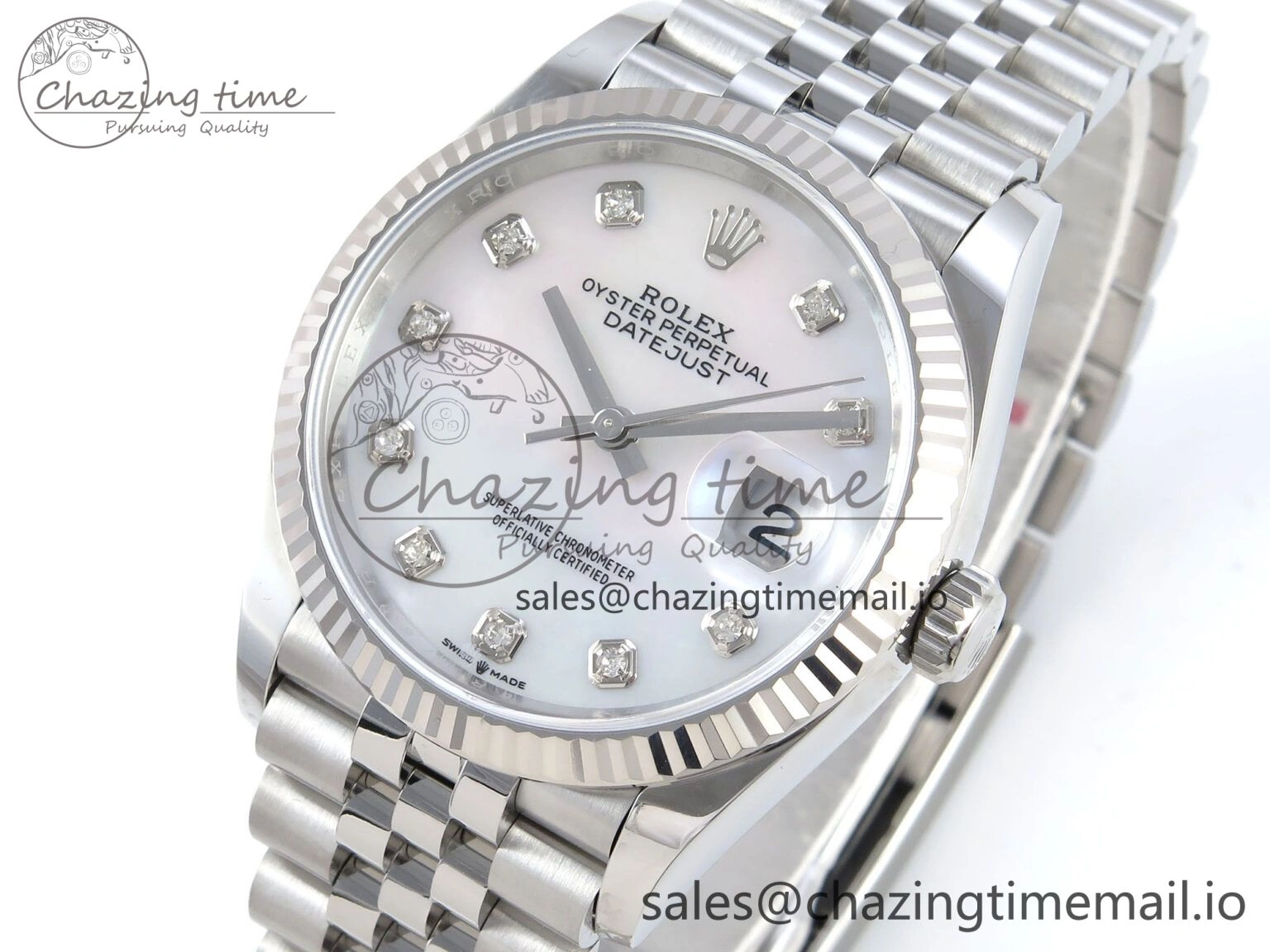 DateJust 36 126234 EWEF Best Edition White MOP Diamonds Dial on Jubilee Bracelet A3235