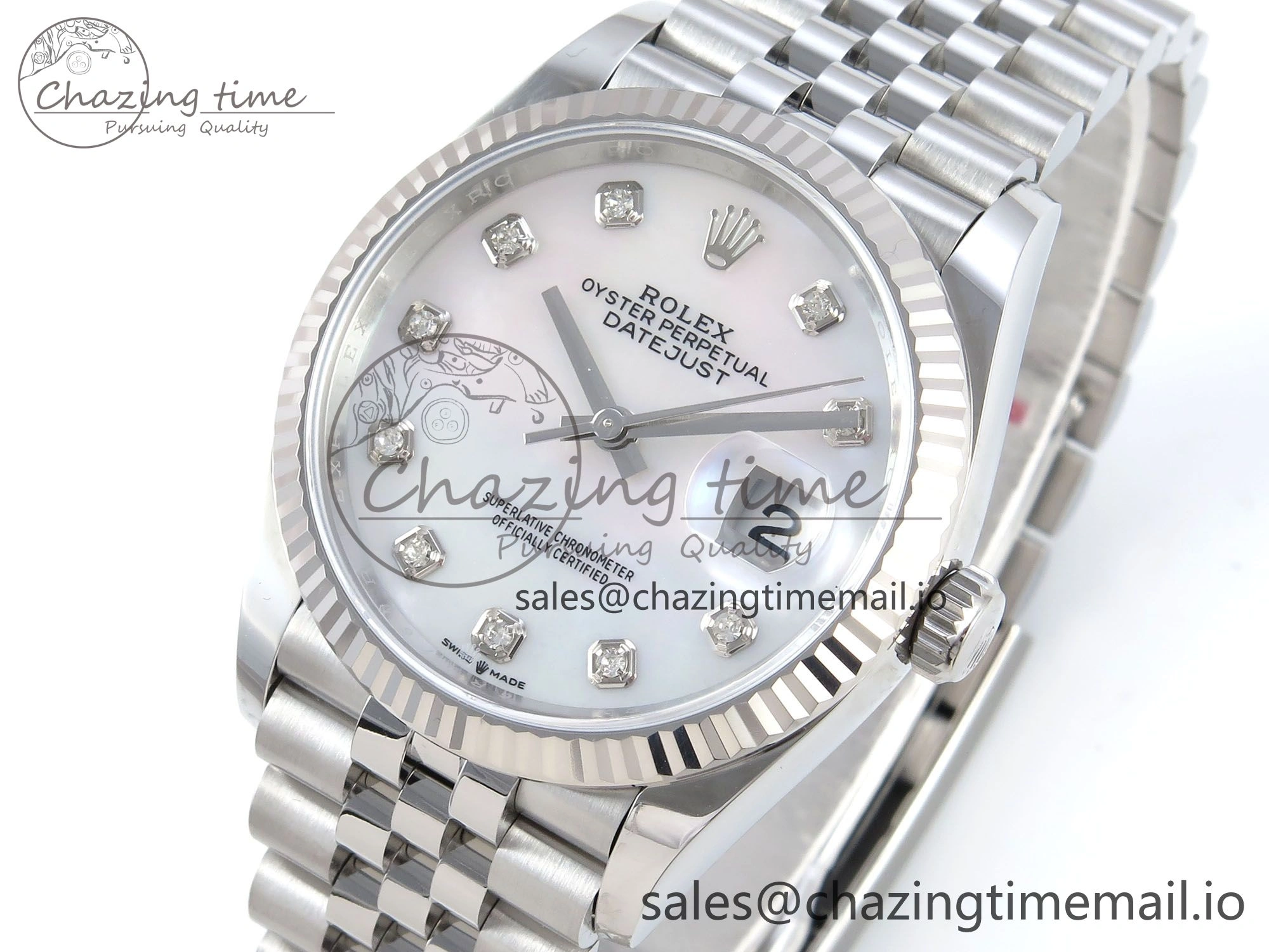 DateJust 36 126234 EWEF Best Edition White MOP Diamonds Dial on Jubilee Bracelet A3235
