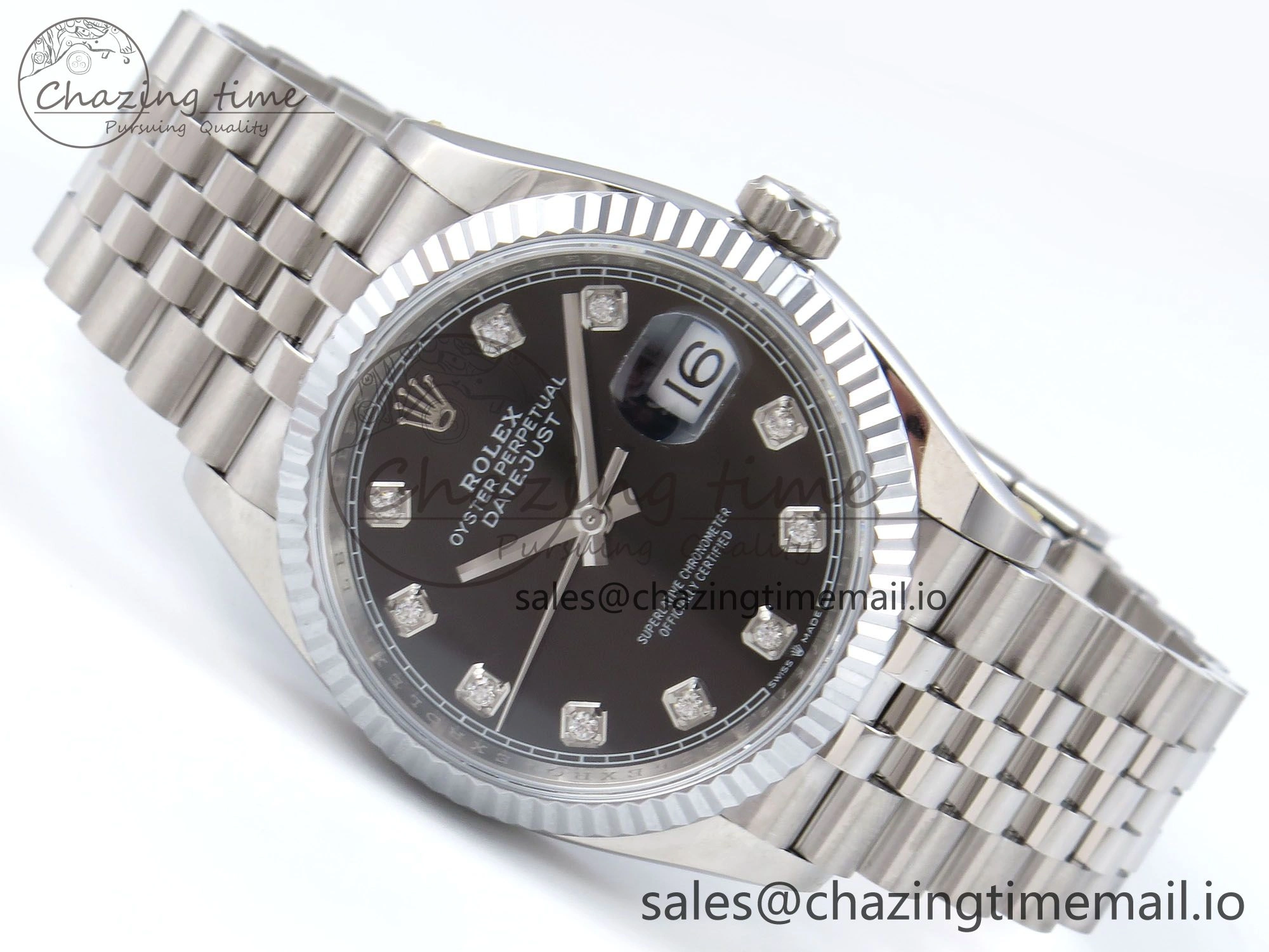 DateJust 36 126234 QF+ 1:1 Best Edition 904L Steel Black Diamonds Dial on SS Jubilee Bracelet VR3235