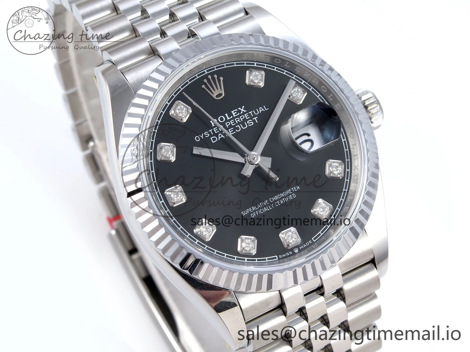 DateJust 36 126234 QF+ 1:1 Best Edition 904L Steel Black Diamonds Dial on SS Jubilee Bracelet VR3235