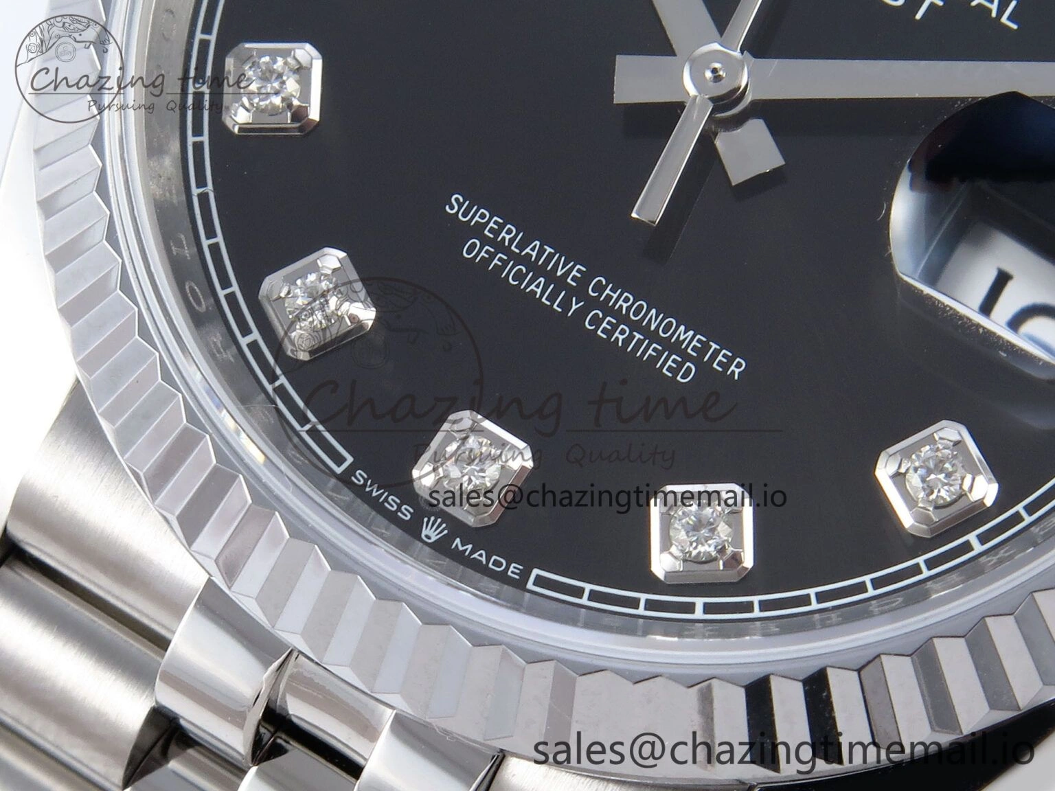 DateJust 36 126234 QF+ 1:1 Best Edition 904L Steel Black Diamonds Dial on SS Jubilee Bracelet VR3235