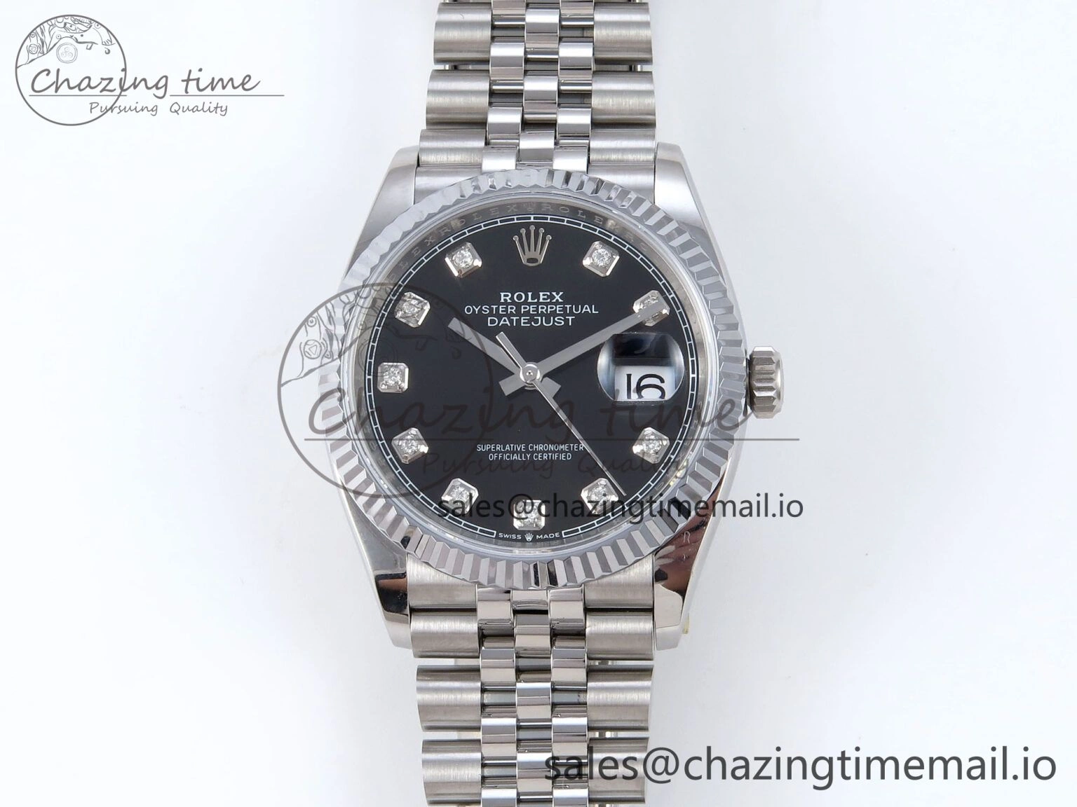 DateJust 36 126234 QF+ 1:1 Best Edition 904L Steel Black Diamonds Dial on SS Jubilee Bracelet VR3235