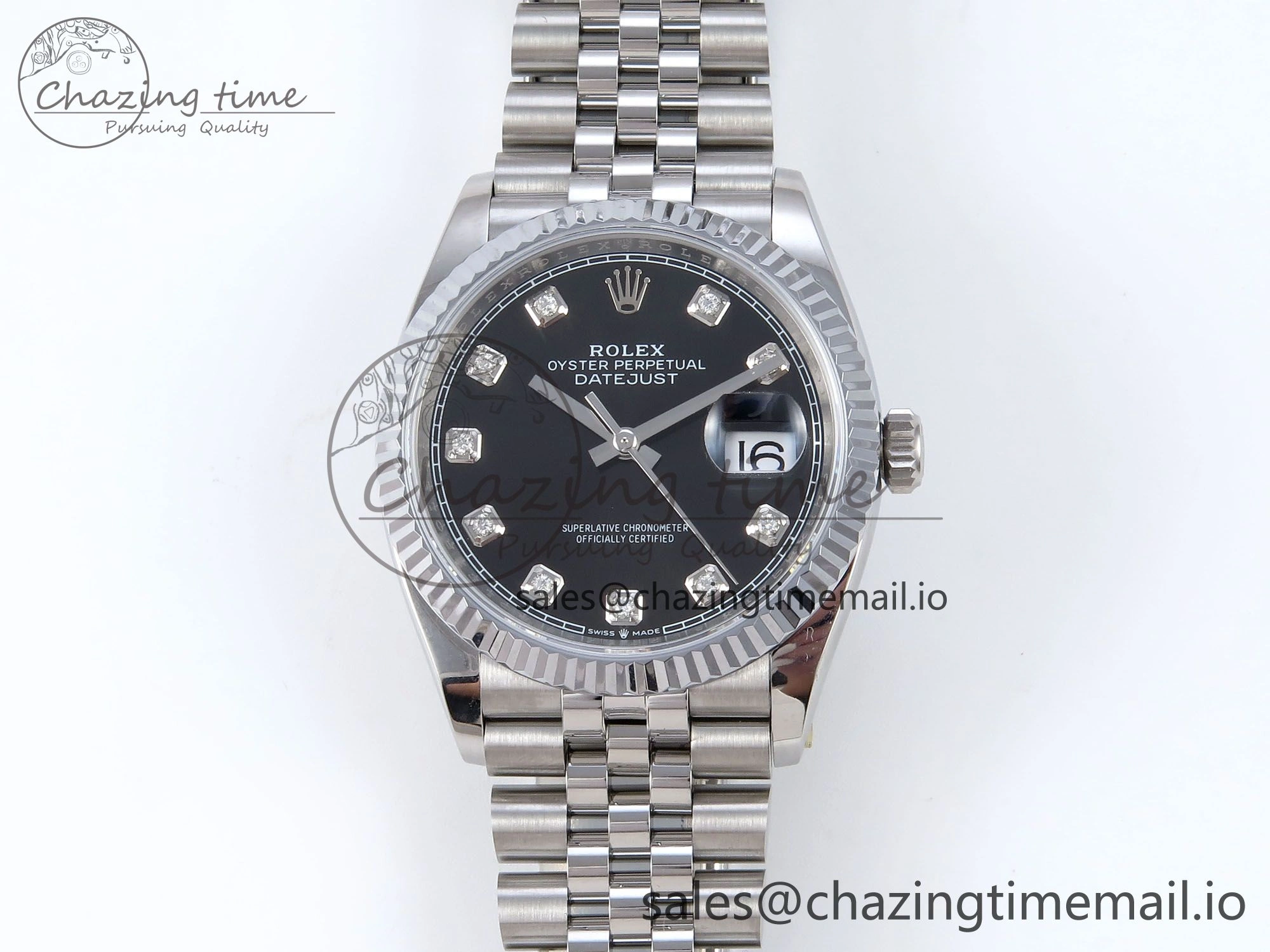 DateJust 36 126234 QF+ 1:1 Best Edition 904L Steel Black Diamonds Dial on SS Jubilee Bracelet VR3235