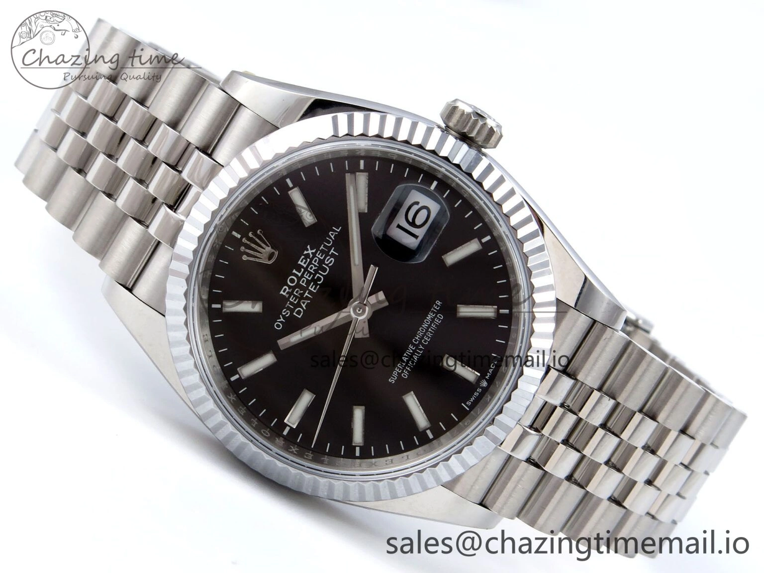DateJust 36 126234 QF+ 1:1 Best Edition 904L Steel Black Stick Dial on SS Jubilee Bracelet VR3235