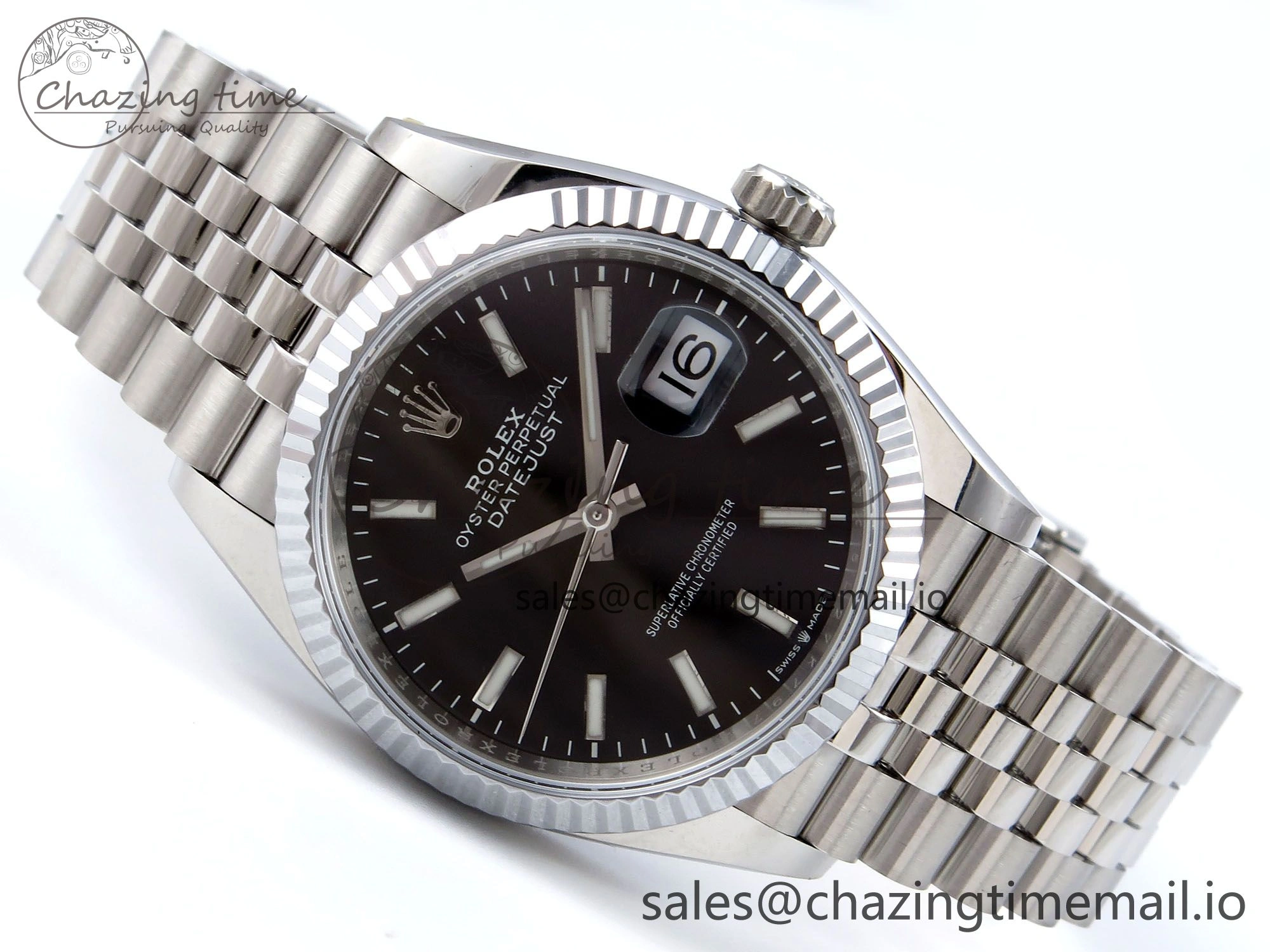 DateJust 36 126234 QF+ 1:1 Best Edition 904L Steel Black Stick Dial on SS Jubilee Bracelet VR3235