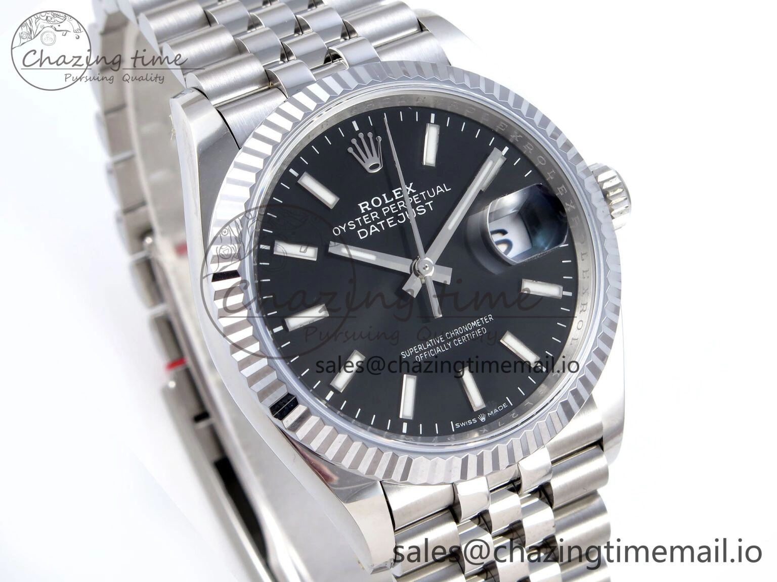 DateJust 36 126234 QF+ 1:1 Best Edition 904L Steel Black Stick Dial on SS Jubilee Bracelet VR3235