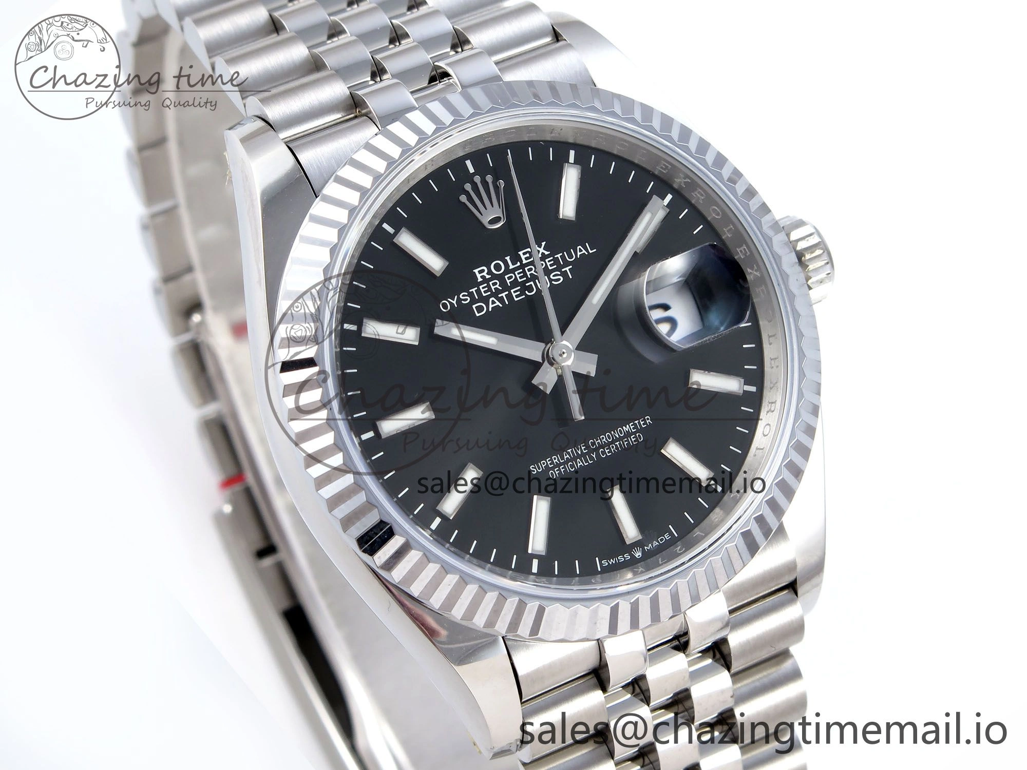 DateJust 36 126234 QF+ 1:1 Best Edition 904L Steel Black Stick Dial on SS Jubilee Bracelet VR3235
