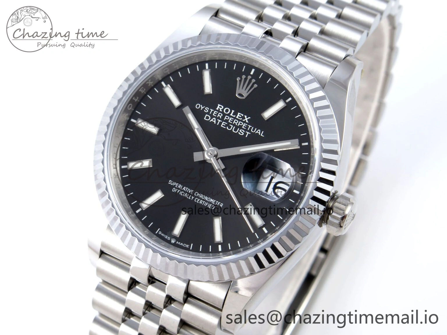 DateJust 36 126234 QF+ 1:1 Best Edition 904L Steel Black Stick Dial on SS Jubilee Bracelet VR3235