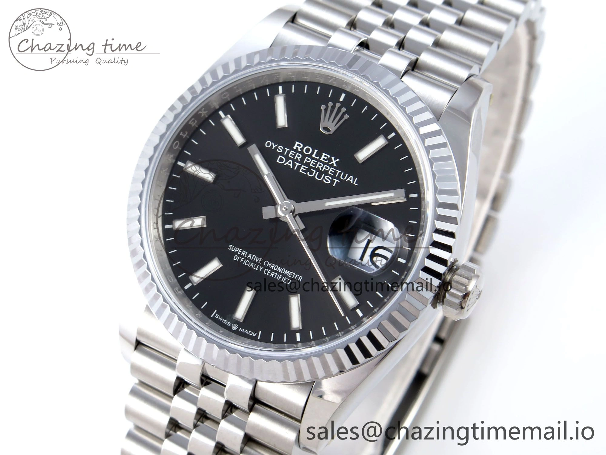 DateJust 36 126234 QF+ 1:1 Best Edition 904L Steel Black Stick Dial on SS Jubilee Bracelet VR3235