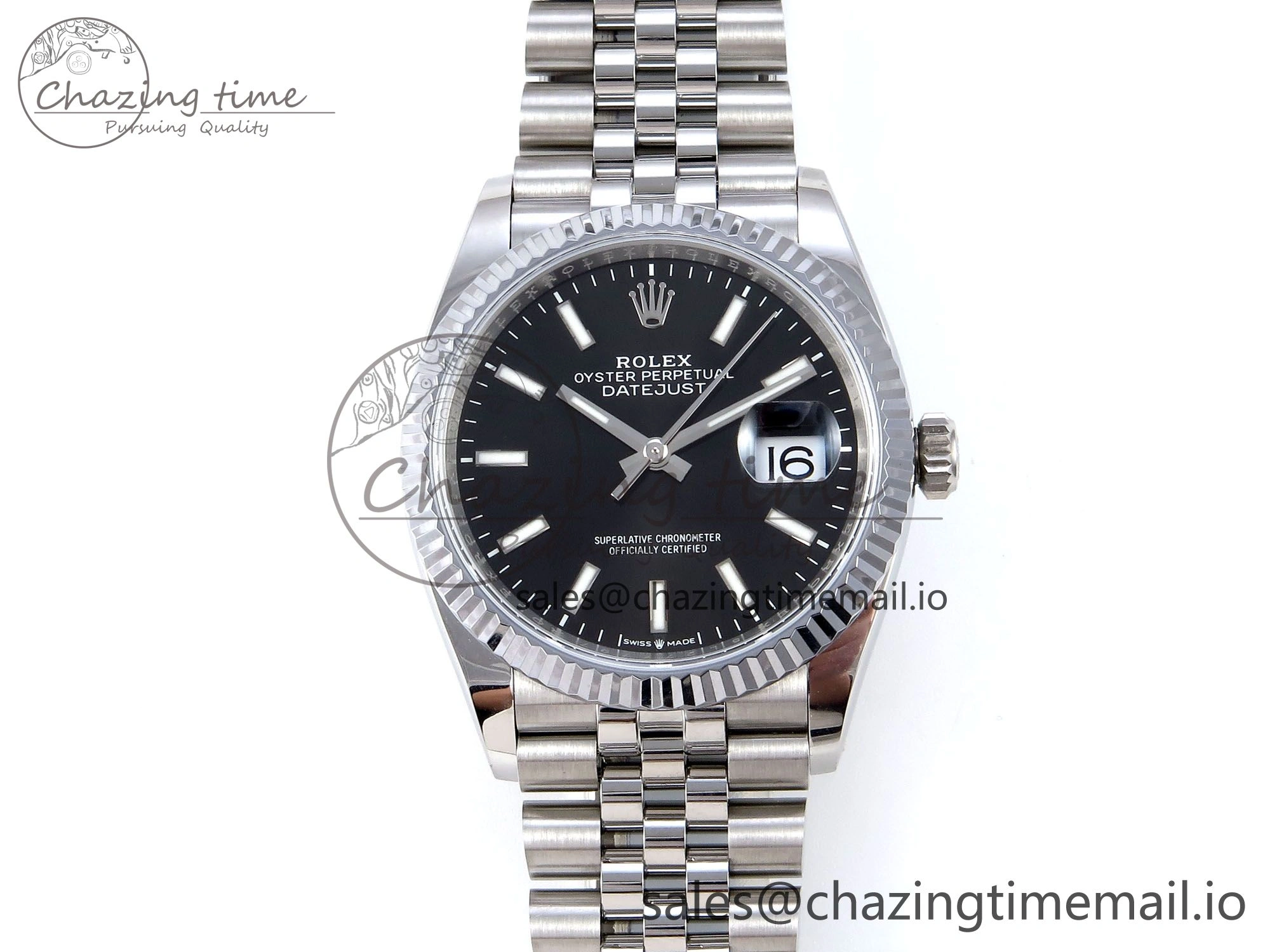 DateJust 36 126234 QF+ 1:1 Best Edition 904L Steel Black Stick Dial on SS Jubilee Bracelet VR3235