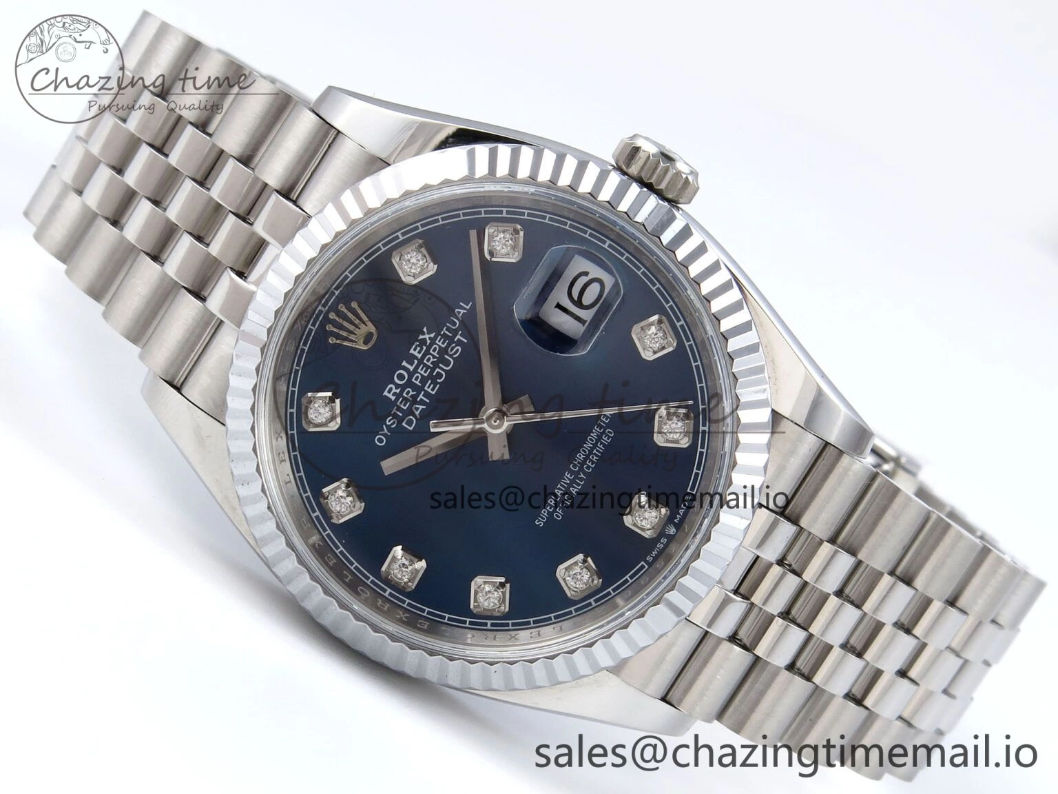 DateJust 36 126234 QF+ 1:1 Best Edition 904L Steel Blue Diamonds Dial on SS Jubilee Bracelet VR3235