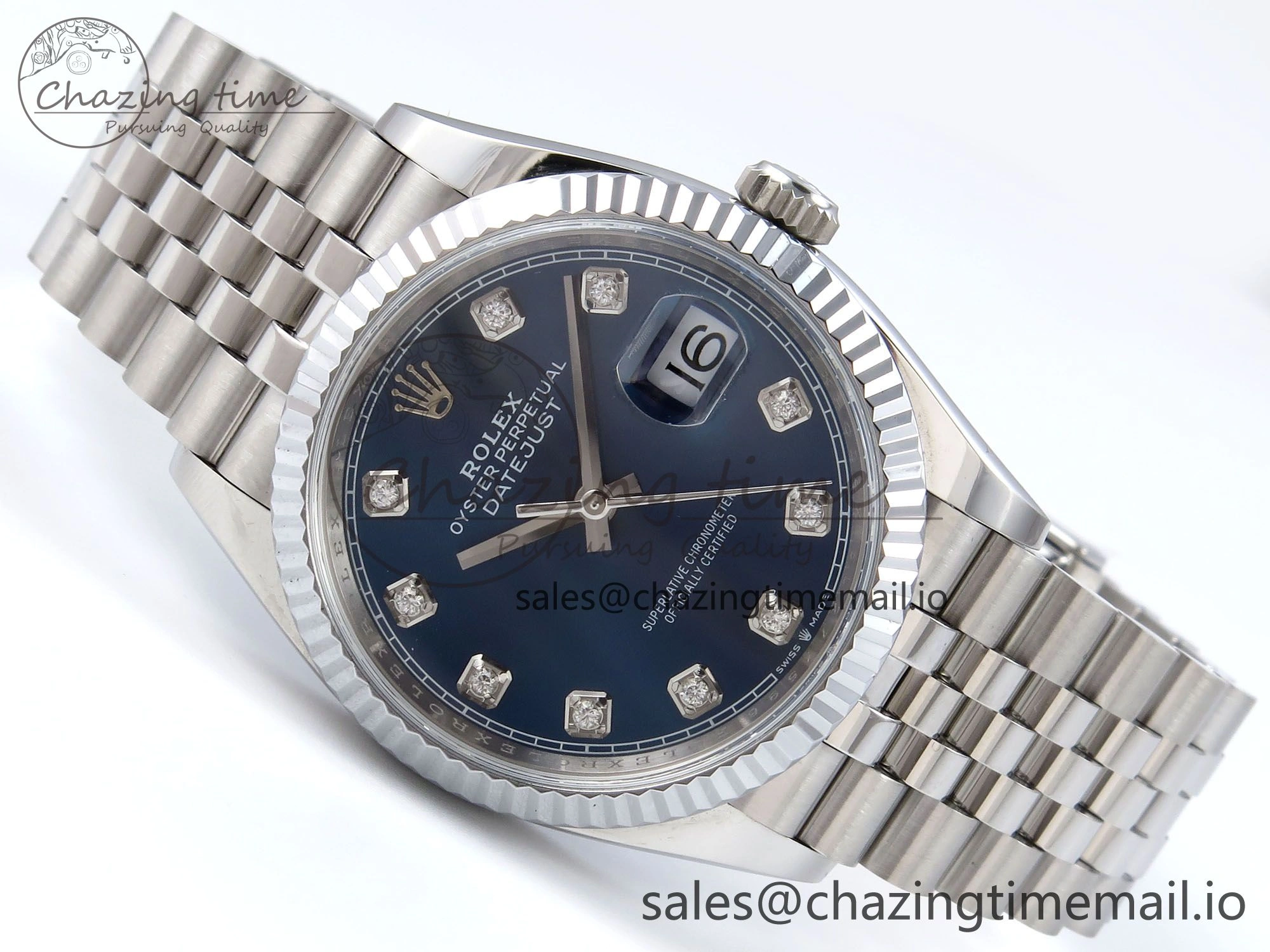 DateJust 36 126234 QF+ 1:1 Best Edition 904L Steel Blue Diamonds Dial on SS Jubilee Bracelet VR3235
