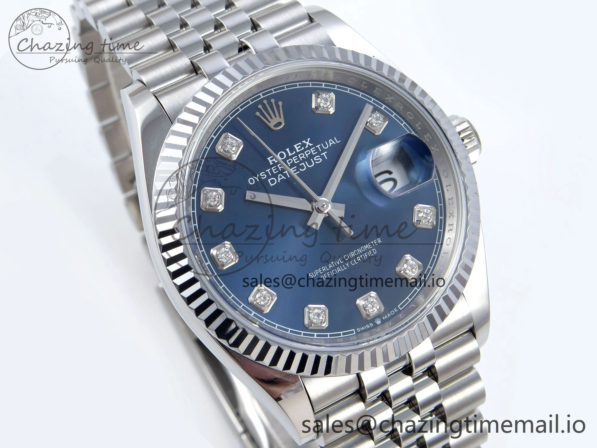 DateJust 36 126234 QF+ 1:1 Best Edition 904L Steel Blue Diamonds Dial on SS Jubilee Bracelet VR3235