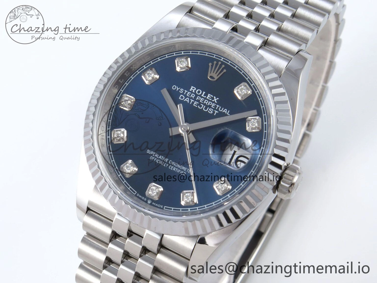 DateJust 36 126234 QF+ 1:1 Best Edition 904L Steel Blue Diamonds Dial on SS Jubilee Bracelet VR3235
