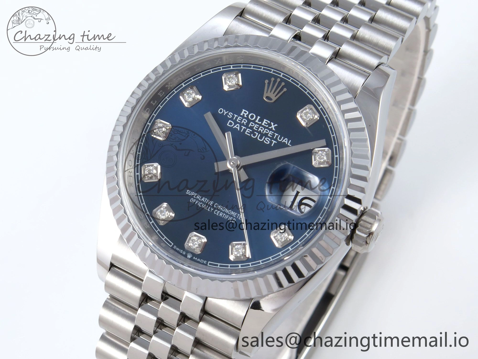DateJust 36 126234 QF+ 1:1 Best Edition 904L Steel Blue Diamonds Dial on SS Jubilee Bracelet VR3235