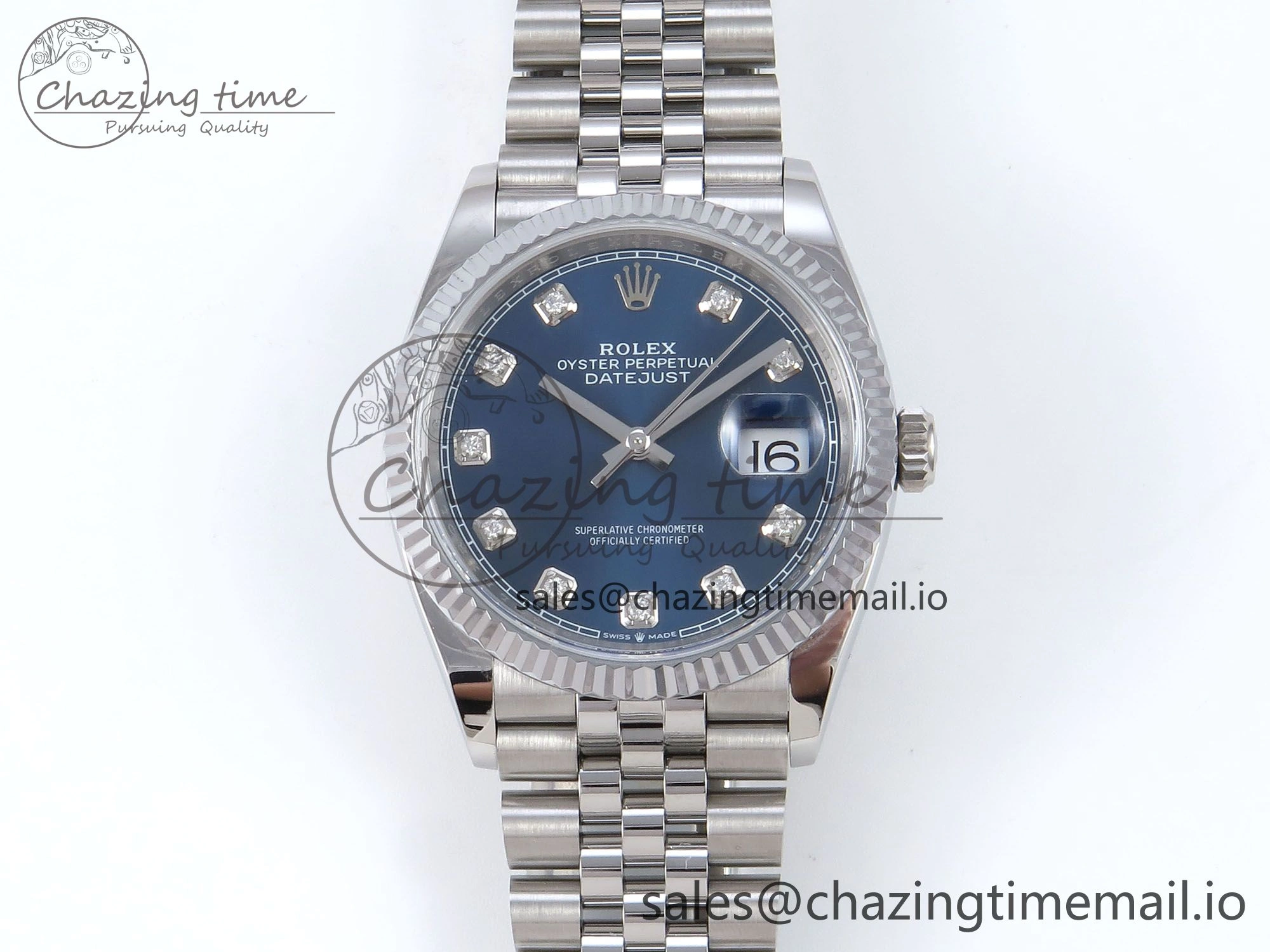 DateJust 36 126234 QF+ 1:1 Best Edition 904L Steel Blue Diamonds Dial on SS Jubilee Bracelet VR3235