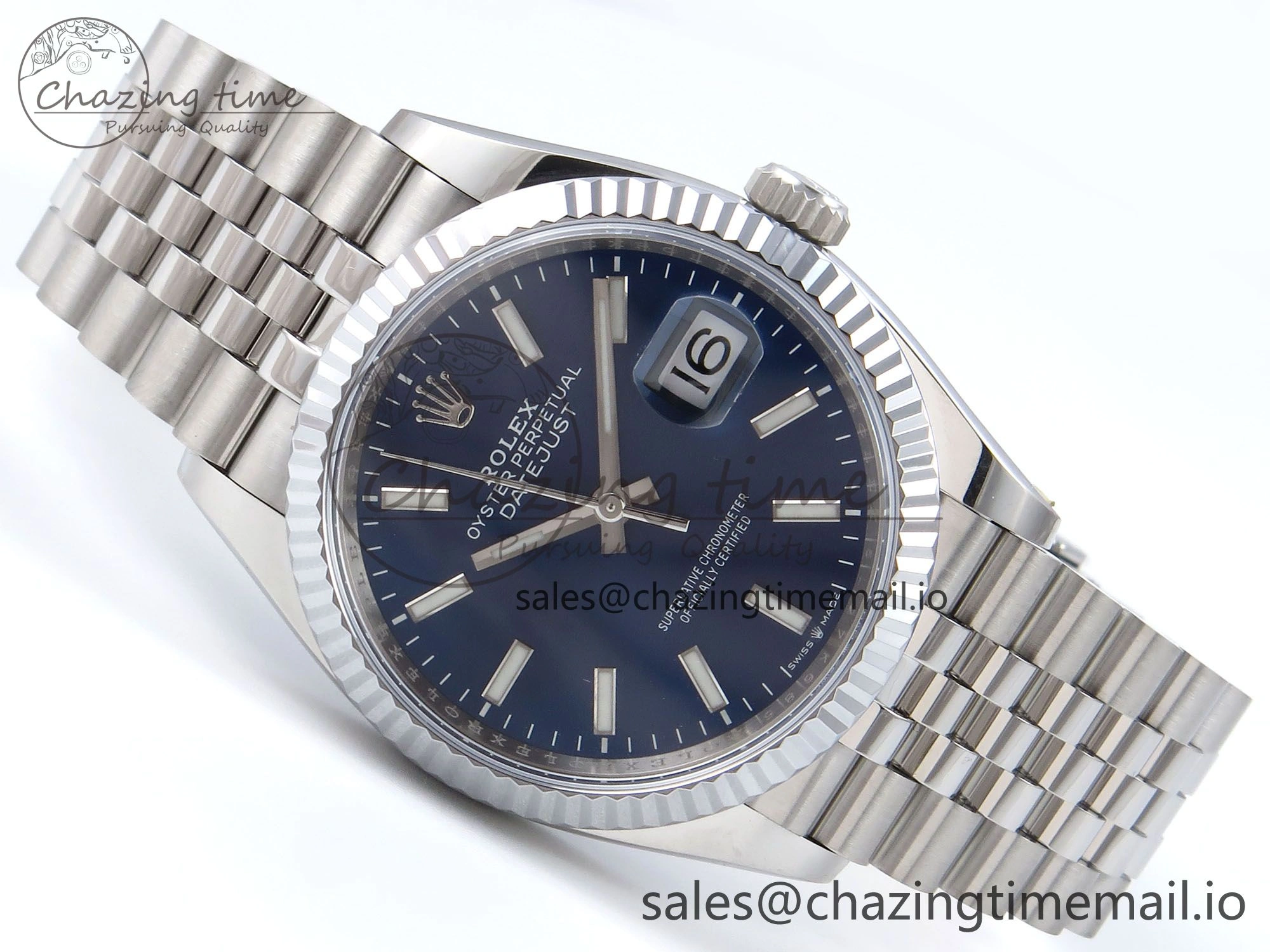 DateJust 36 126234 QF+ 1:1 Best Edition 904L Steel Blue Stick Dial on SS Jubilee Bracelet VR3235