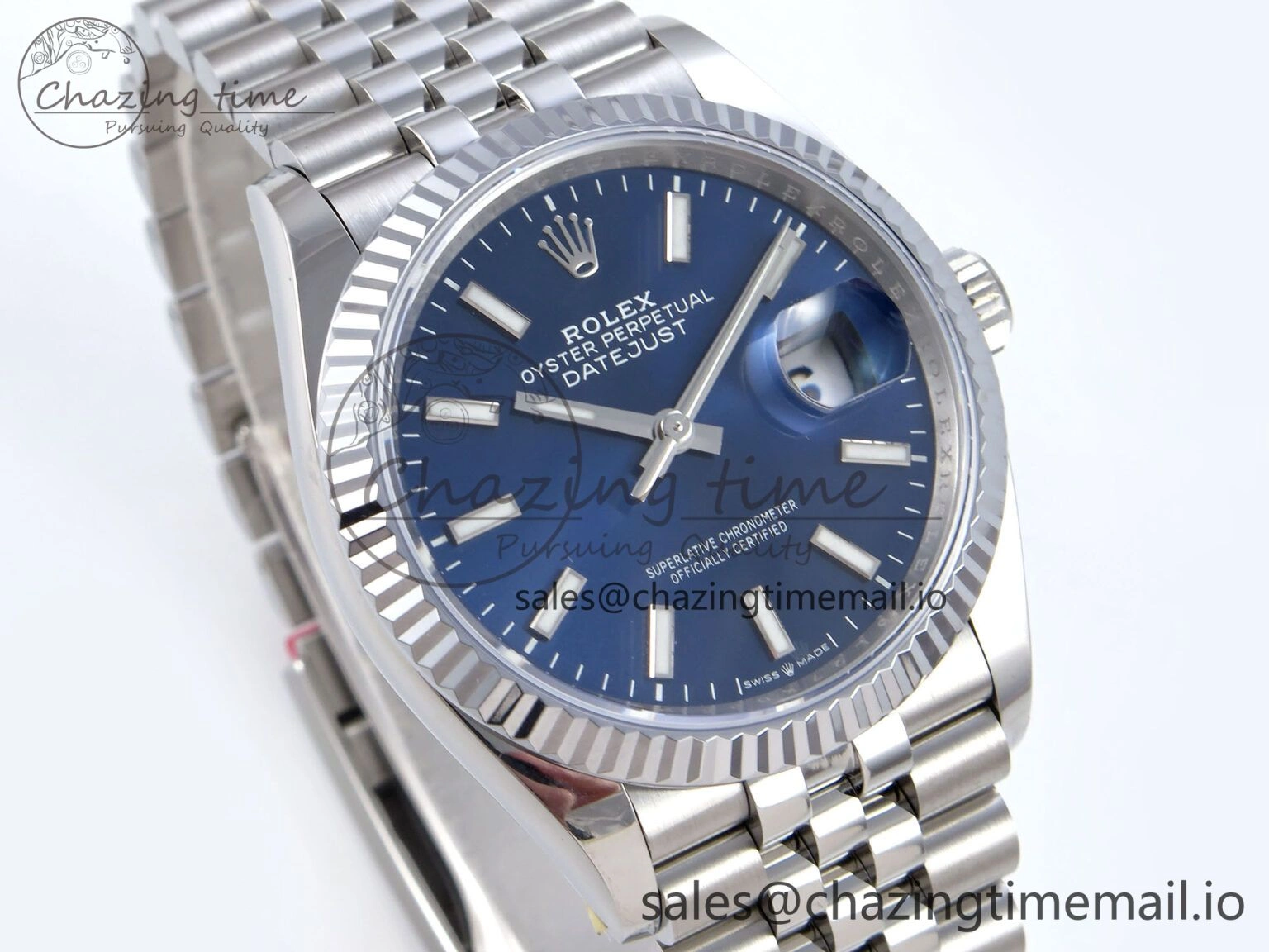 DateJust 36 126234 QF+ 1:1 Best Edition 904L Steel Blue Stick Dial on SS Jubilee Bracelet VR3235