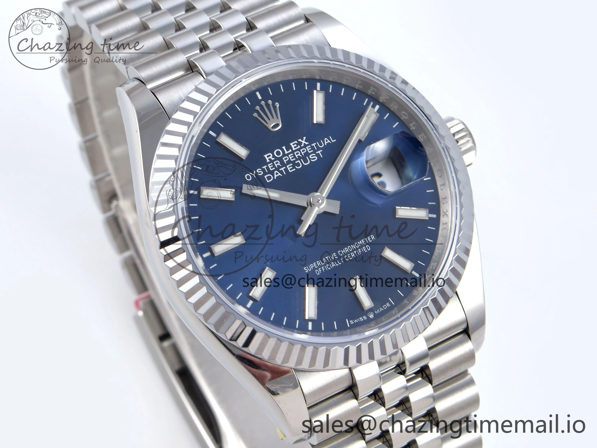 DateJust 36 126234 QF+ 1:1 Best Edition 904L Steel Blue Stick Dial on SS Jubilee Bracelet VR3235