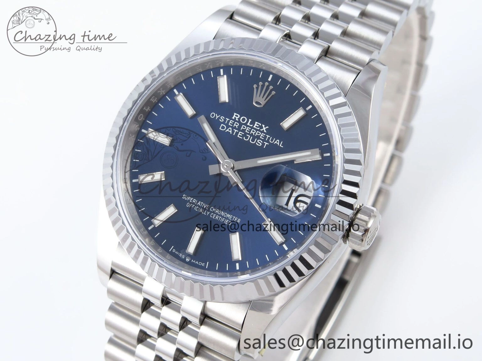 DateJust 36 126234 QF+ 1:1 Best Edition 904L Steel Blue Stick Dial on SS Jubilee Bracelet VR3235