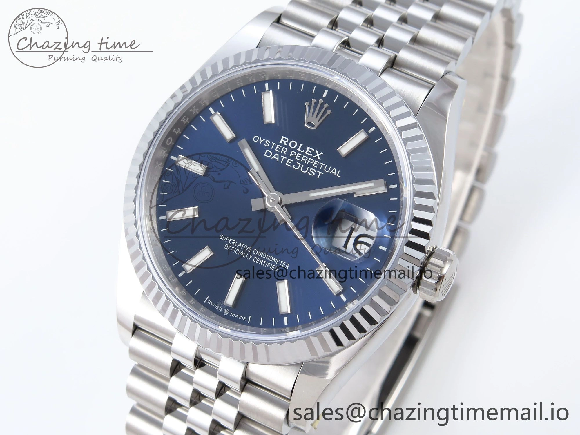 DateJust 36 126234 QF+ 1:1 Best Edition 904L Steel Blue Stick Dial on SS Jubilee Bracelet VR3235