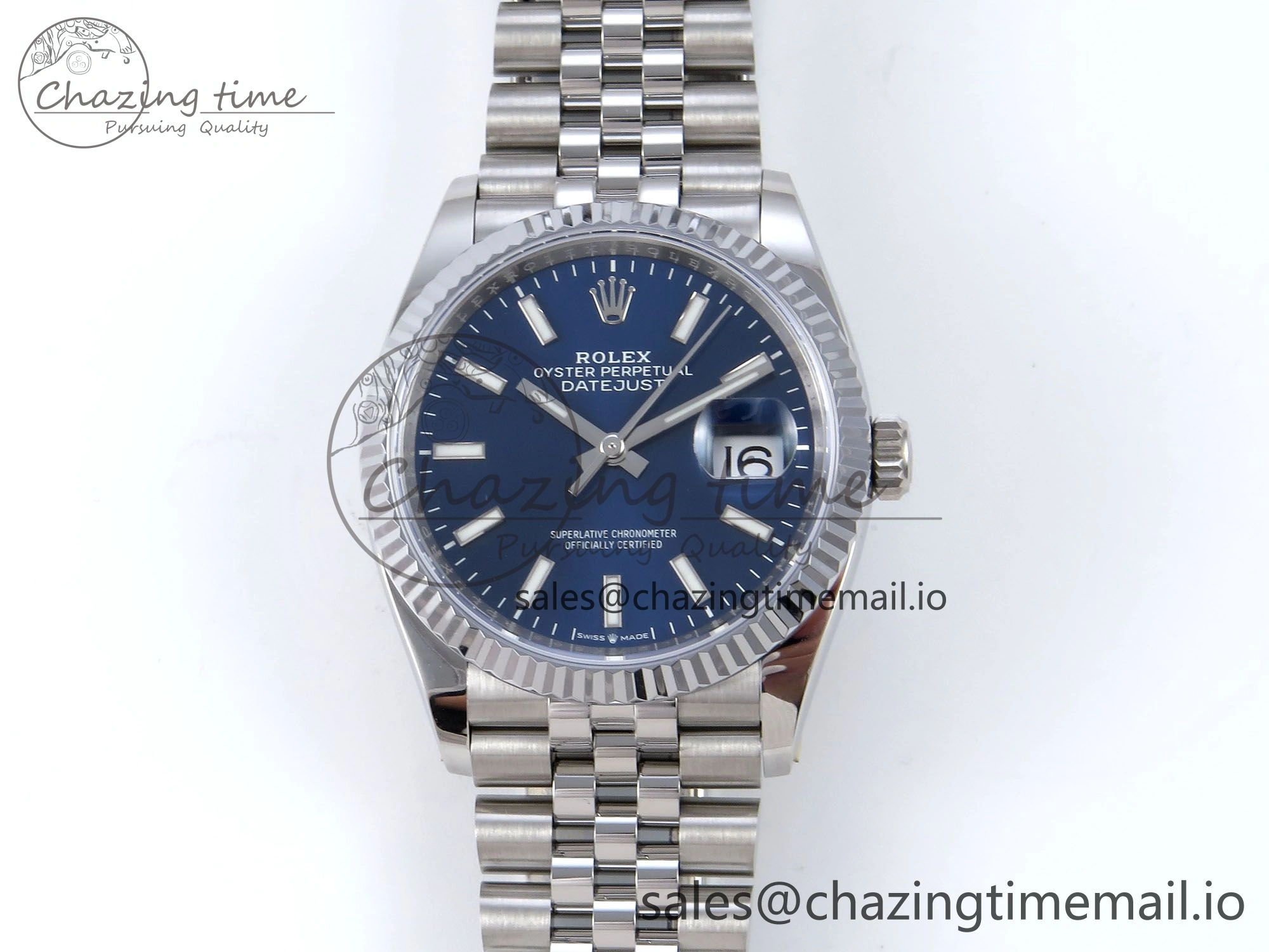DateJust 36 126234 QF+ 1:1 Best Edition 904L Steel Blue Stick Dial on SS Jubilee Bracelet VR3235