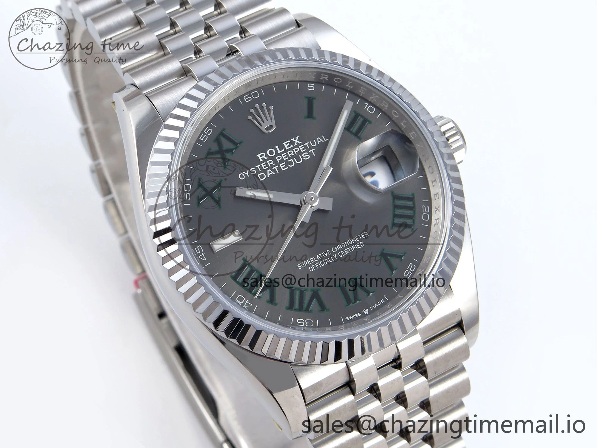 DateJust 36 126234 QF+ 1:1 Best Edition 904L Steel Gray Dial Green Roman Marker on SS Jubilee Bracelet VR3235