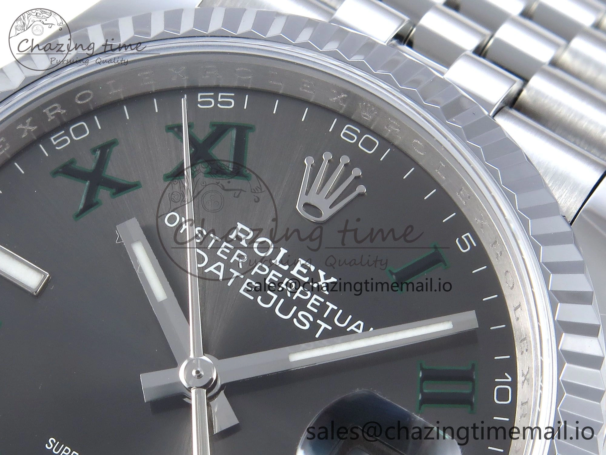 DateJust 36 126234 QF+ 1:1 Best Edition 904L Steel Gray Dial Green Roman Marker on SS Jubilee Bracelet VR3235