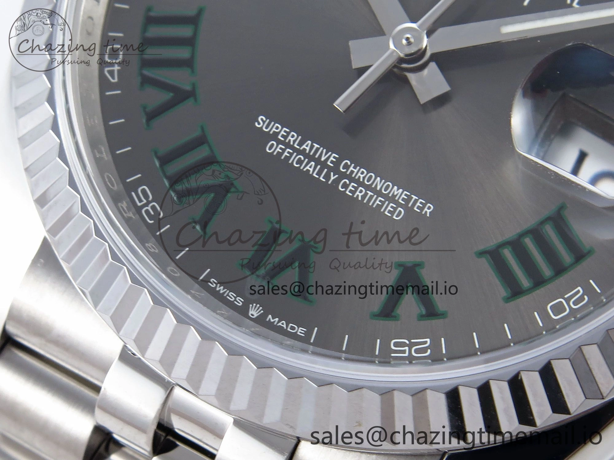 DateJust 36 126234 QF+ 1:1 Best Edition 904L Steel Gray Dial Green Roman Marker on SS Jubilee Bracelet VR3235