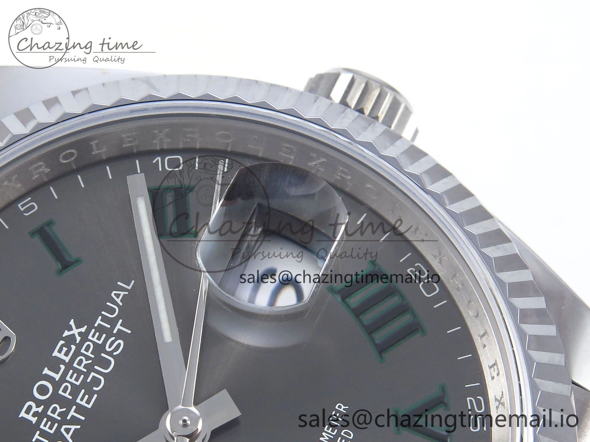 DateJust 36 126234 QF+ 1:1 Best Edition 904L Steel Gray Dial Green Roman Marker on SS Jubilee Bracelet VR3235