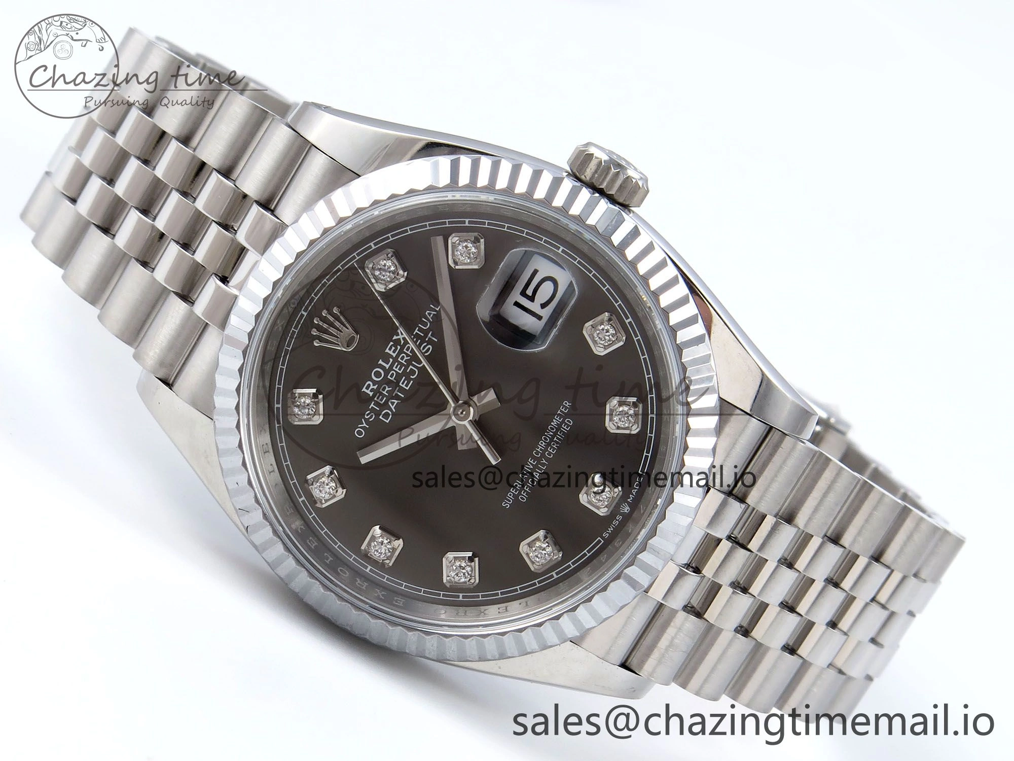 DateJust 36 126234 QF+ 1:1 Best Edition 904L Steel Gray Diamonds Dial on SS Jubilee Bracelet VR3235