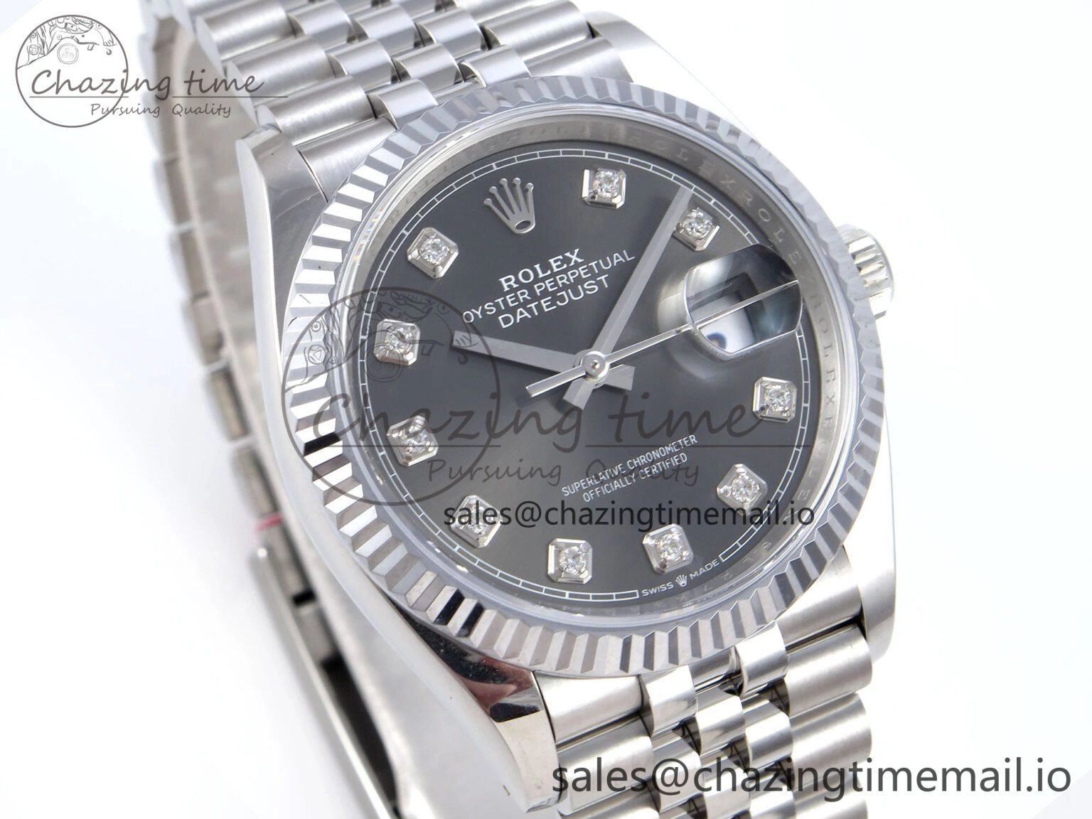 DateJust 36 126234 QF+ 1:1 Best Edition 904L Steel Gray Diamonds Dial on SS Jubilee Bracelet VR3235